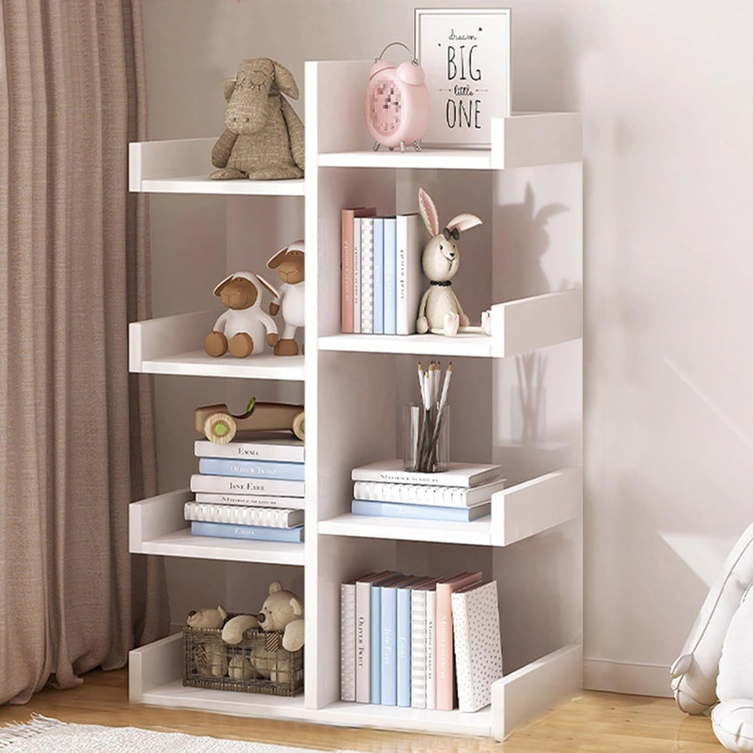 Uandhome 10-Tier Tree Bookshelf,15 Home Shelf Corner Wall Shelves Cabinet Bookcases Storage Rack,Modern Floor Standing Bookcase,Free Standing Tree Bookcase for Bedroom,Living Room,Office (15 Pcs Wood)