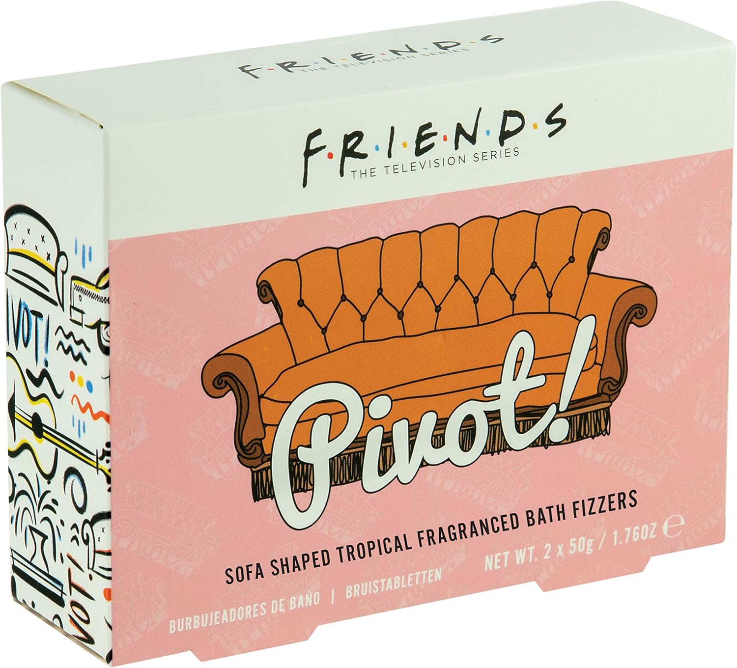 Paladone FRIENDS TV Show Sofa Shaped Bath Fizzer Set - Tropical Scent- Set of Two 50G Fizzies, Pink image number 5