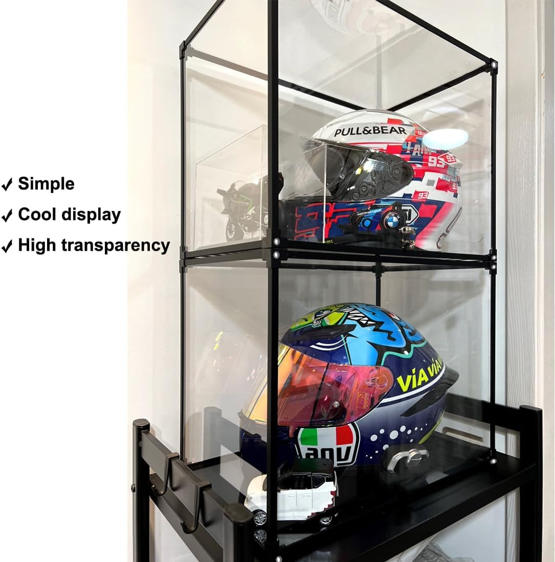 Motorcycle Helmet Storage Rack,Acrylic Helmet Organizer, High Transparent Display Cabinet for Football Helmet, Bike Helmet,Baseball Helmet image number 1