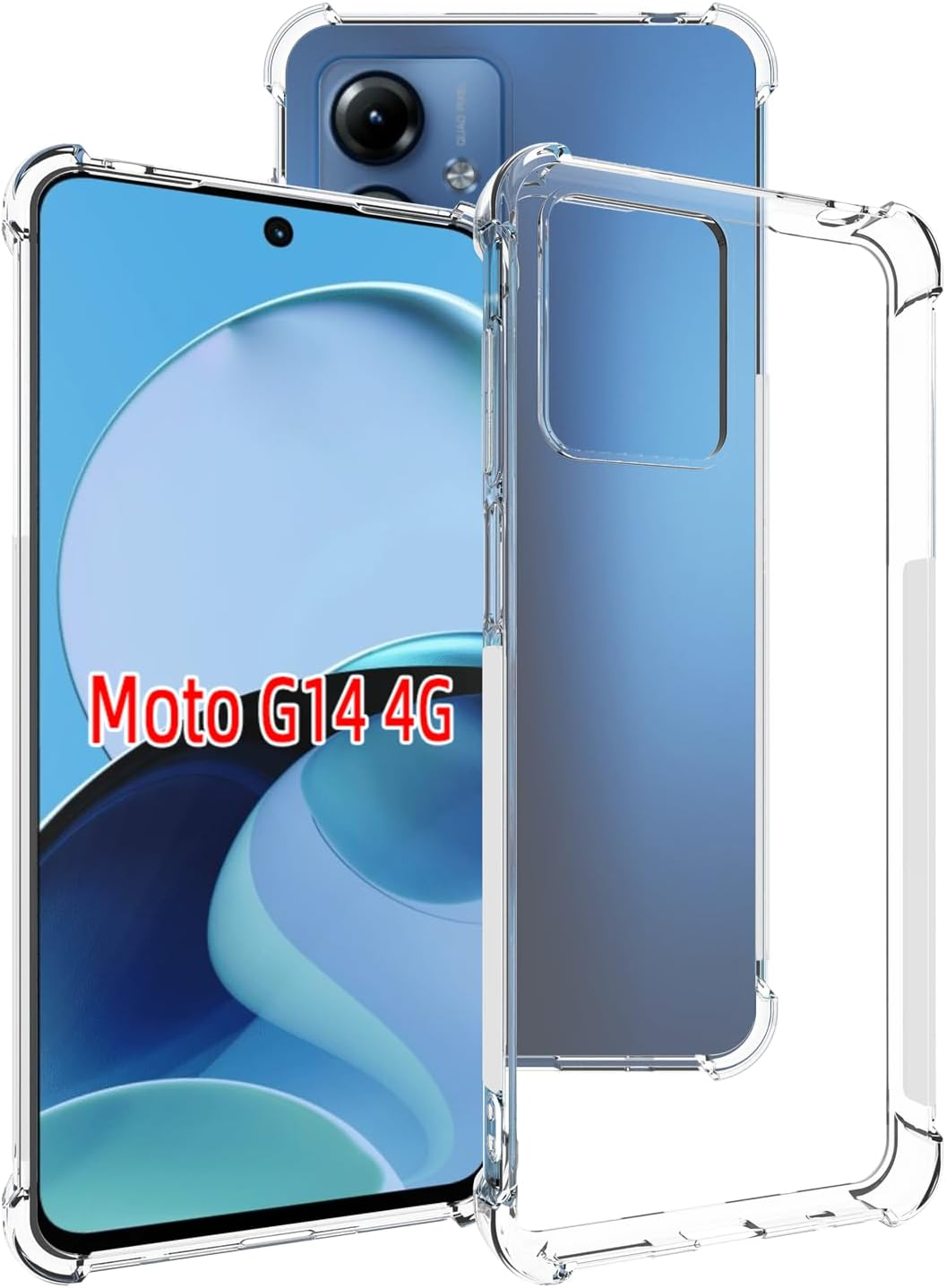 USTIYA for Motorola Moto G14 4G Case Clear TPU Four Corners Cover Transparent Soft image number 3