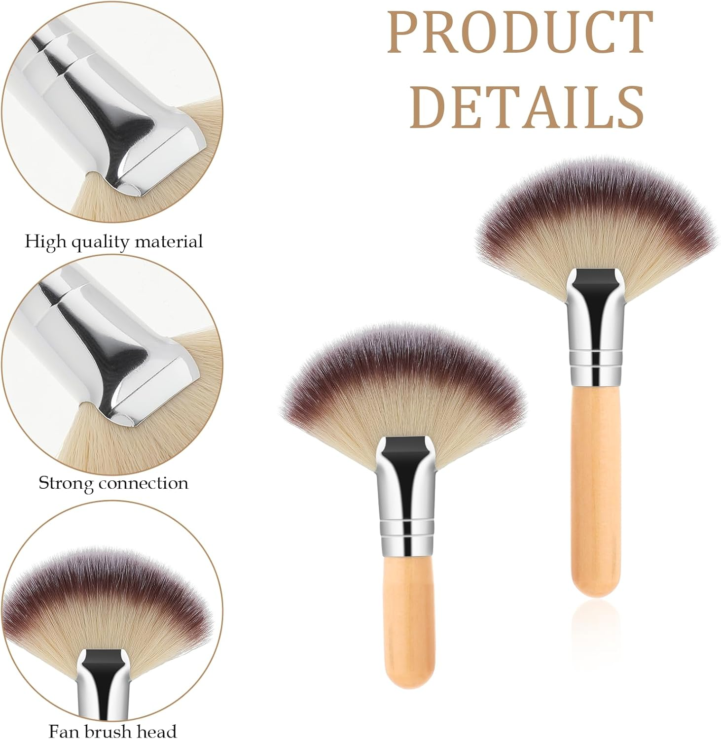 Small Fan Brush, 2 PCS Fluffy Facial Brush Cosmetic Tools Esthetician Supplies Face Applicator for Women Girls Esthetician Makeup Face Cleaning Painting Watercolor Canvas (Brown) - Brown image number 5