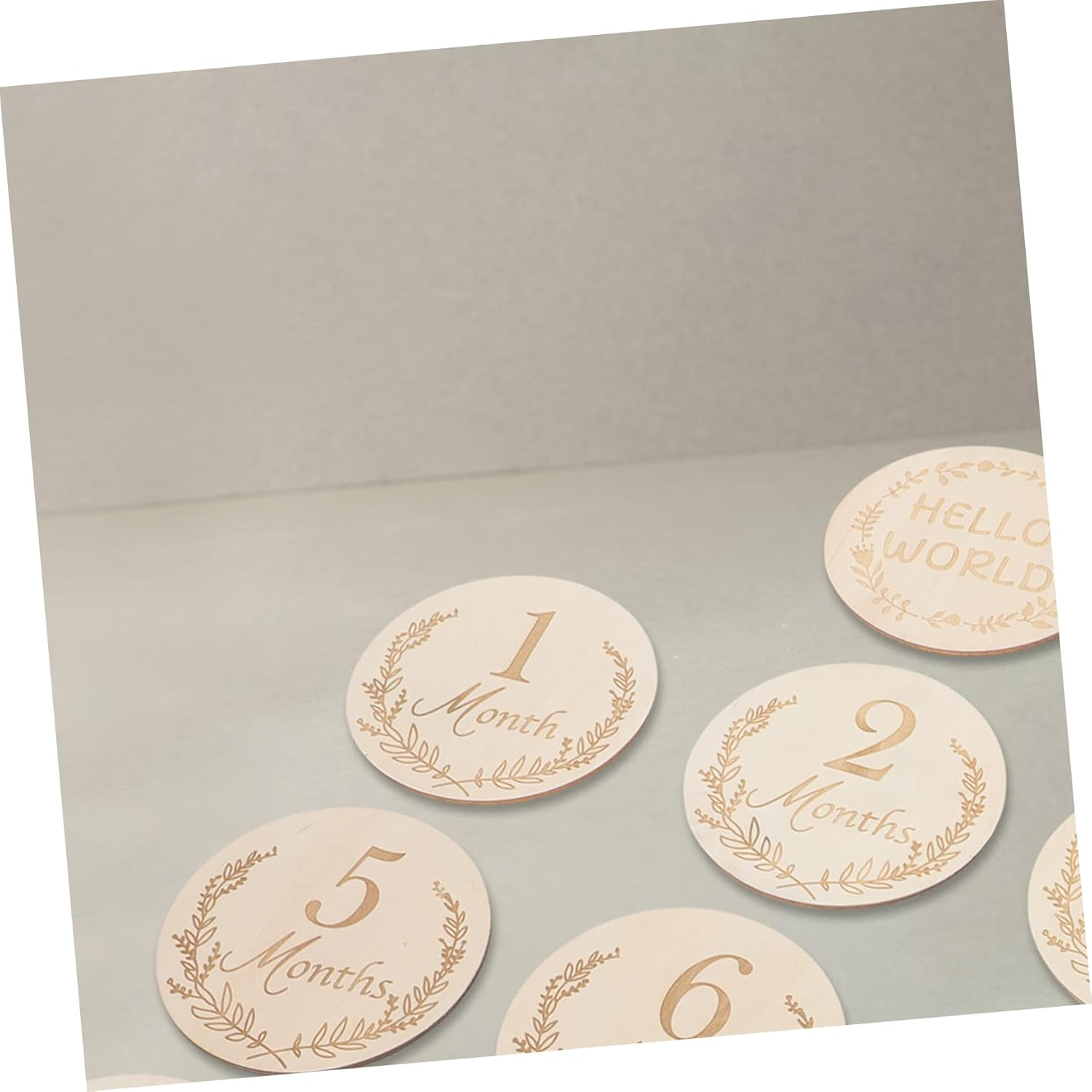 14Pcs Wooden Growth Milestone Cards Photo Props Unisex Monthly Commemorative Signs Newborn First Year Memory Recording