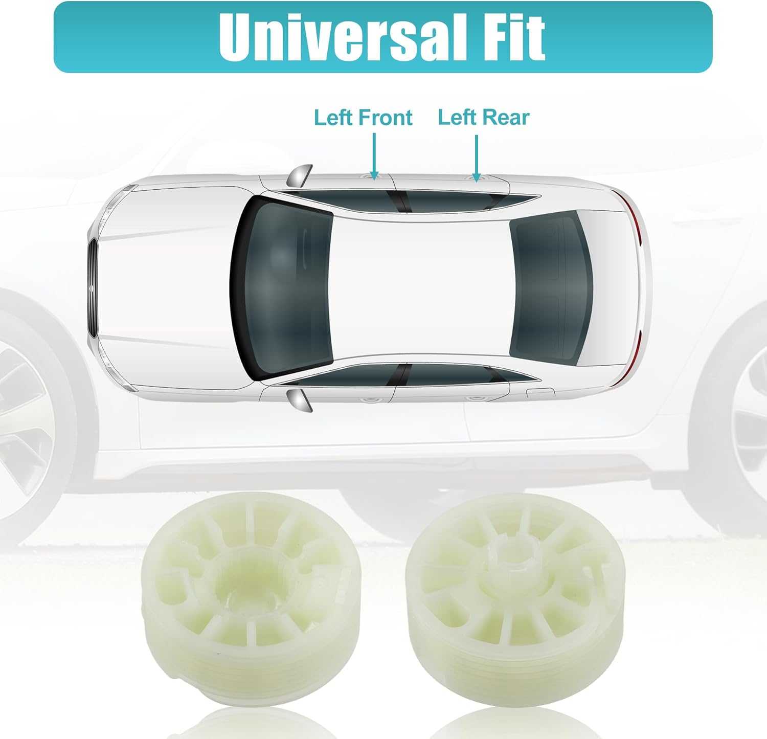 X AUTOHAUX 4Pcs Window Regulator Drum Gear Spool for Kia Sportage 2016-2020 Glass Regulator Sprocket Spool Gear for Front Rear Left Windows image number 6