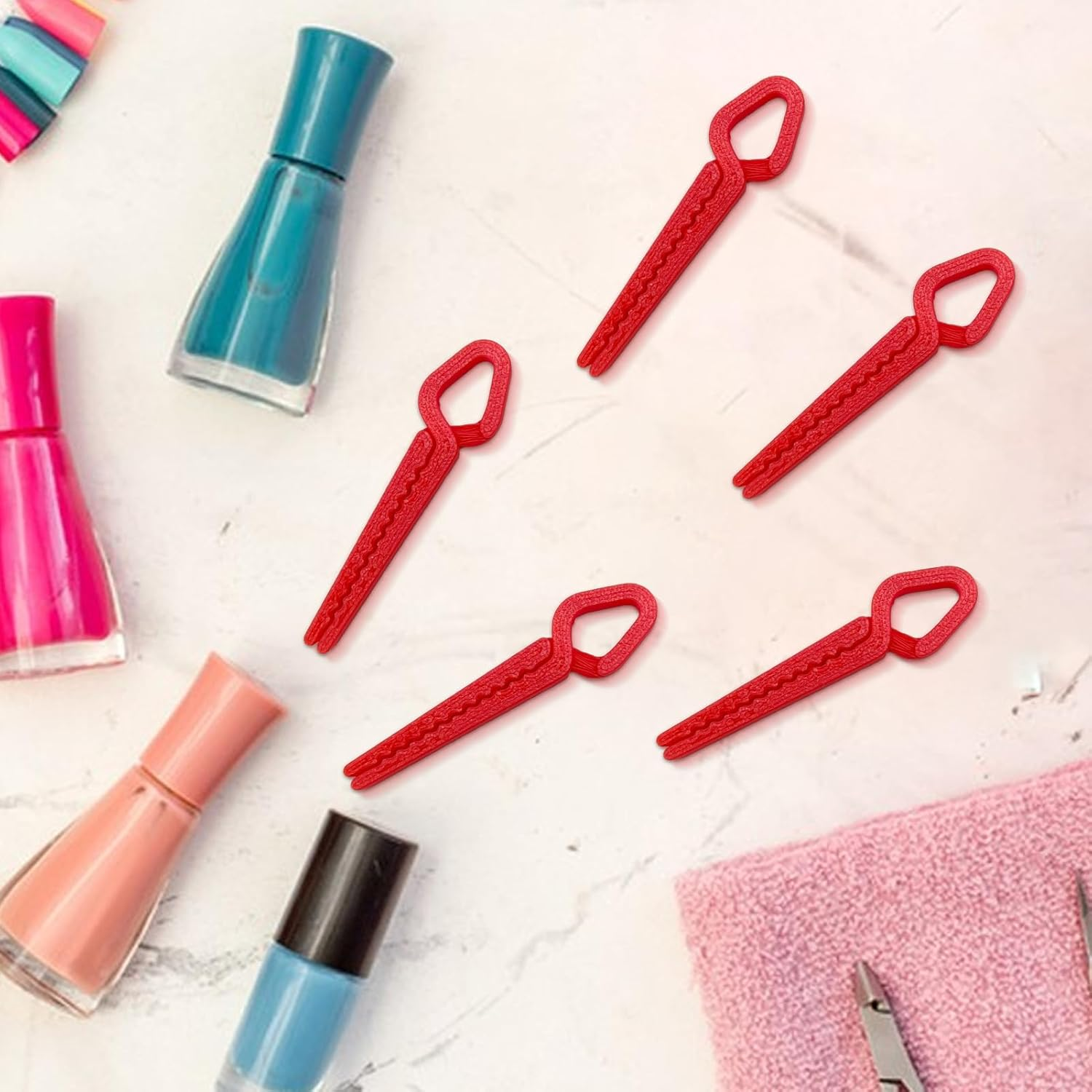 Nail Polish Protector - 5 Units Leather Protection Tweezers Game, Reusable 3D Cover anti Derram Cover for Living Room Party and Daily Use, Manicure Protector, 5 Units Leather Protection Tweezers Game image number 2