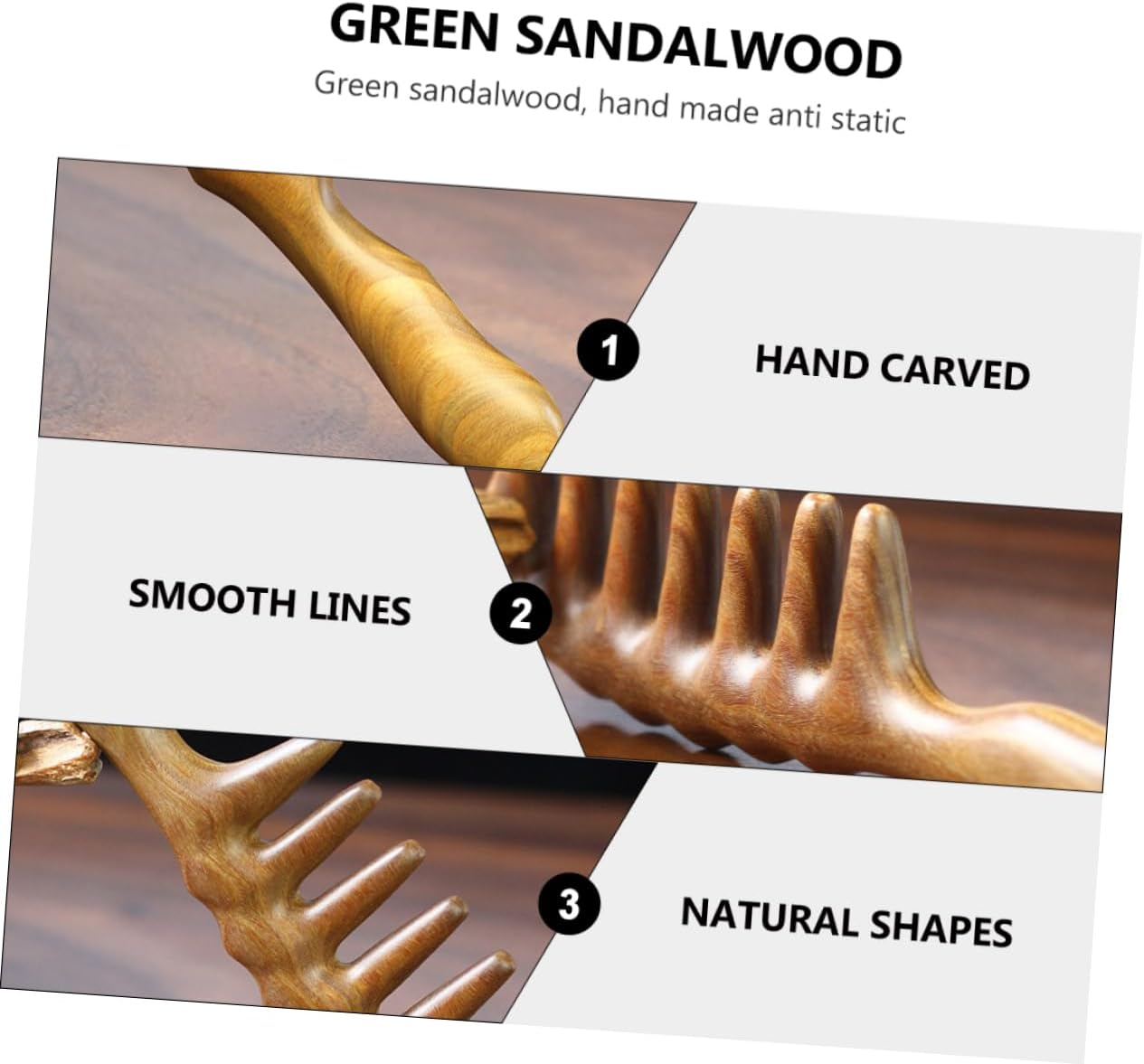 TOVINANNA Sandalwood Hair Comb for Dandruff Scalp Massage Wide Toothed Curly Hair Styling image number 6