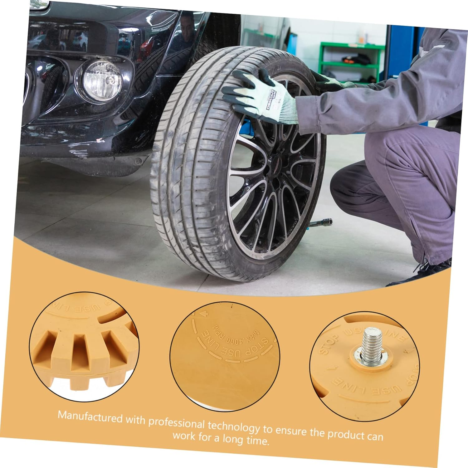 LIFKICH Eraser Wheel Adhesive Remover 2Pcs Set 100Mm 100Mm Rubber Decal Remover Wheel for Car Sticker Removal Pneumatic Tool Compatible Auto Detailing Equipment image number 5