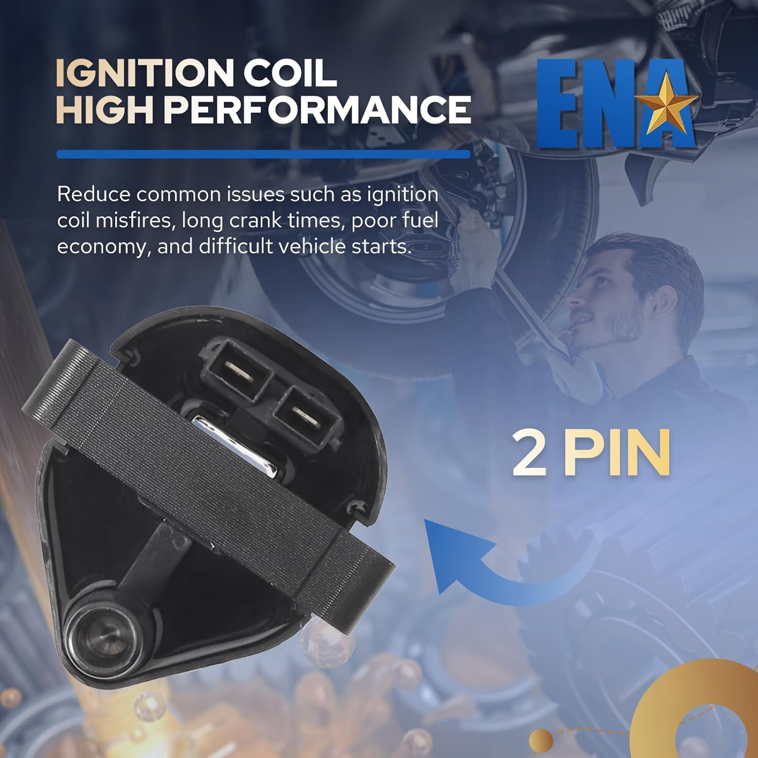 ENA Ignition Coil Pack Compatible with Toyota Pickup Cressida Celica Corolla Tercel 4Runner, Automotive Replacement Parts for C865 UF-12 image number 1