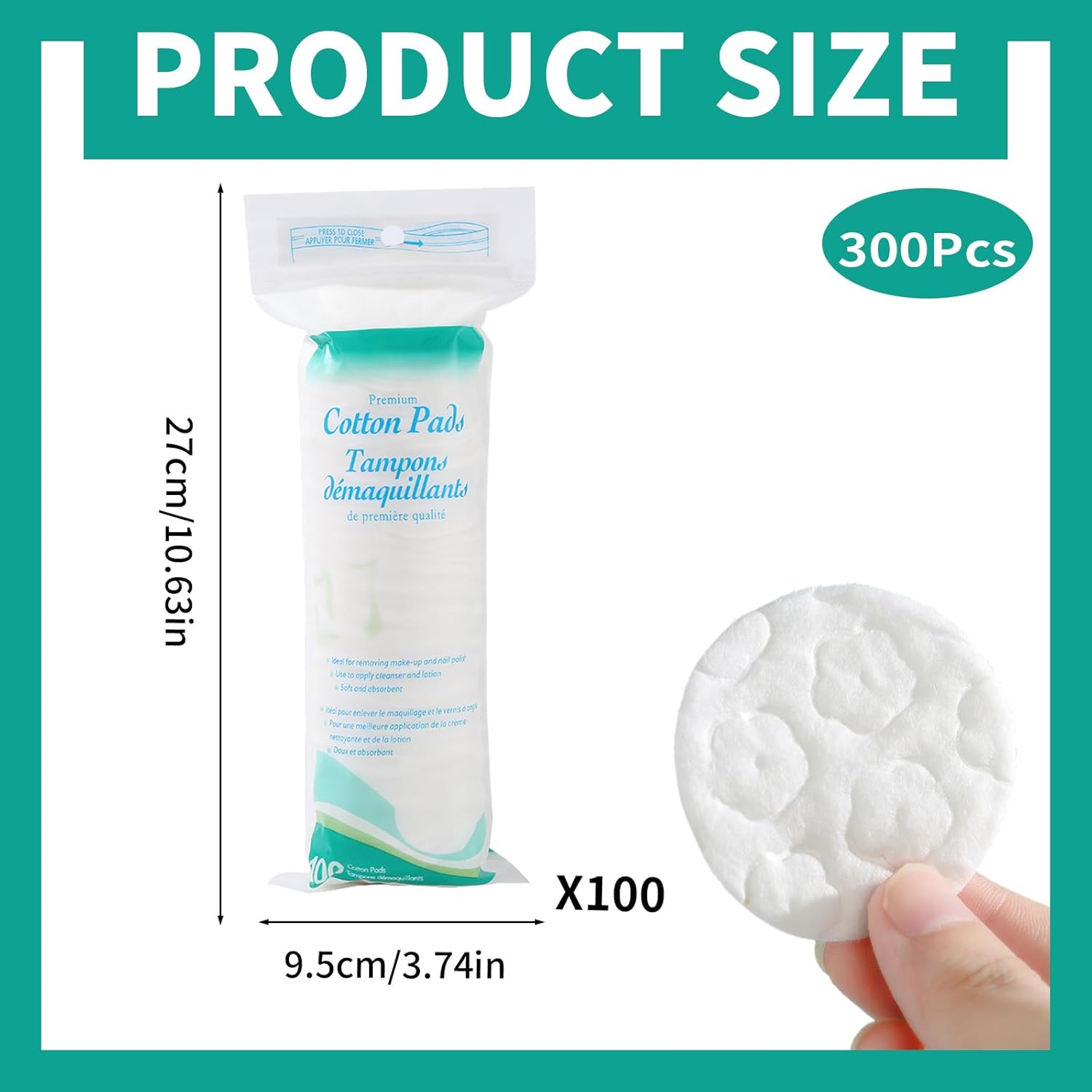 YSHIGUING 300 Count Premium Cotton Rounds for Face,Makeup Remover Pads,Hypoallergenic, Lint-Free,100% Pure Cotton Pure & Natural Facial Cleansing round Pads for Face Cleasing, Facial Toner & Nail Polish Remover