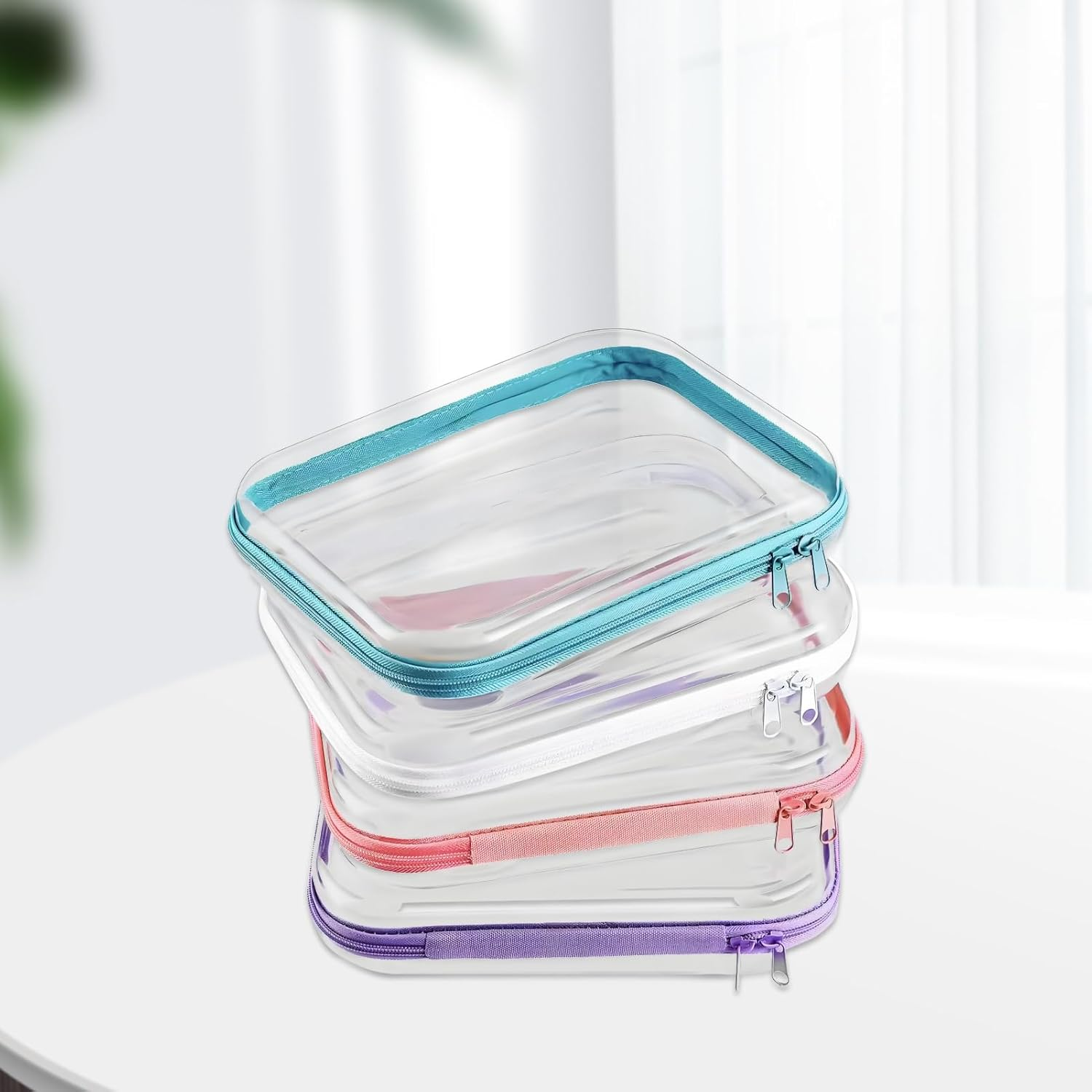 Clear Makeup Bag, Cosmetic Bag, Clear Zip Bag, Pack of 4 Storage for Cosmetics, Skin Care, Products, Travel Organisation image number 3