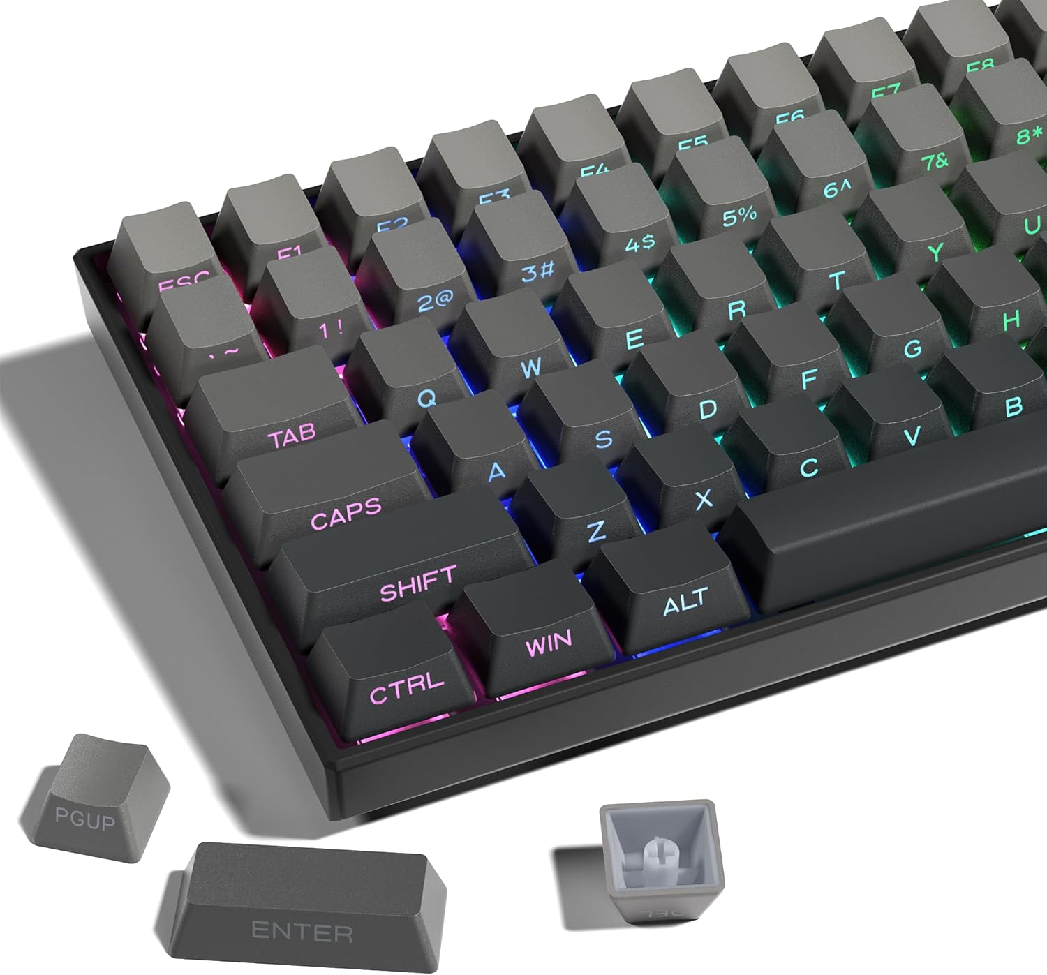 SDYZ XVX Side Print Keycaps - Shine through Keycaps, PBT Double Shot Custom Keycap Set, 136 Keys Gradient Purple OEM Profile Keyboard for Cherry Gateron MX Switches