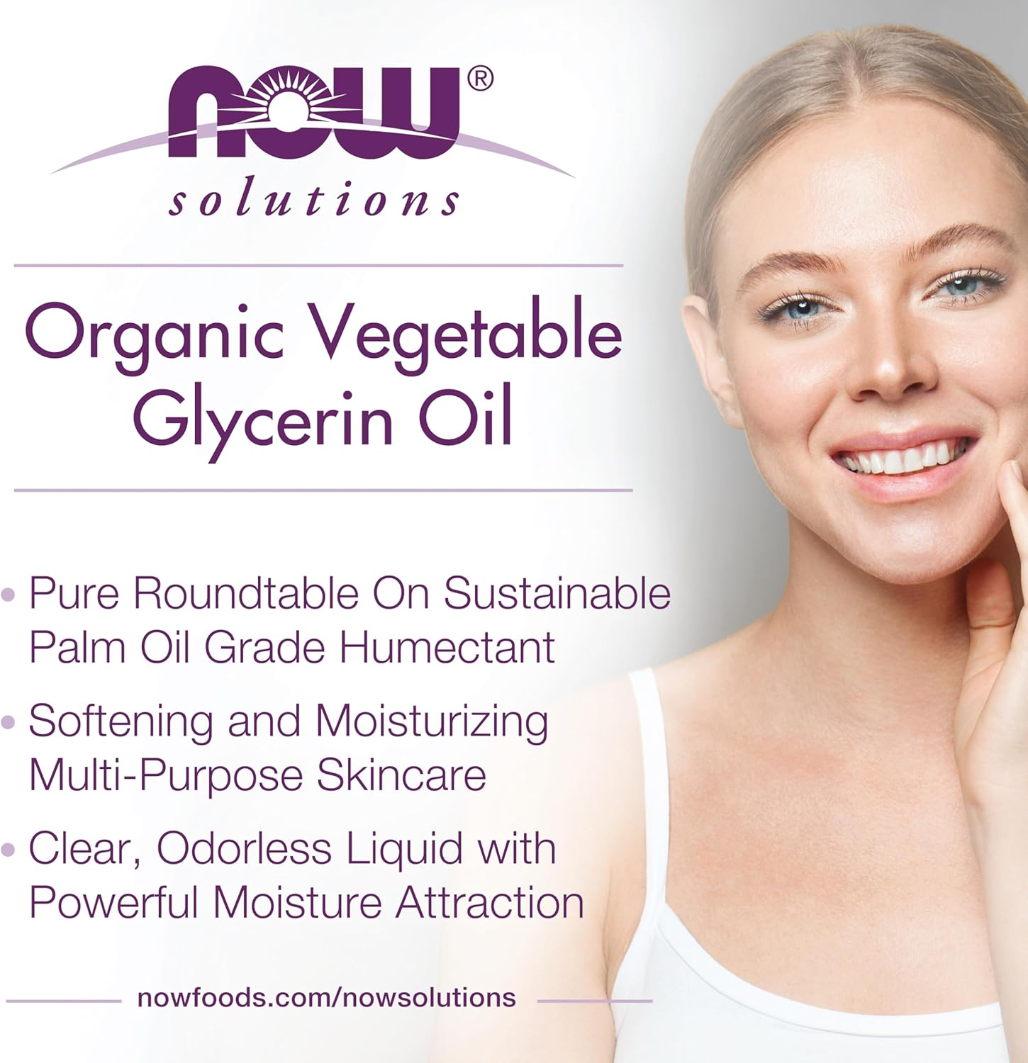 NOW Solutions, Organic Vegetable Glycerin Oil, 100% Pure, Softening and Moistrizing Multi-Purpose Skin Care, 8-Ounce image number 2