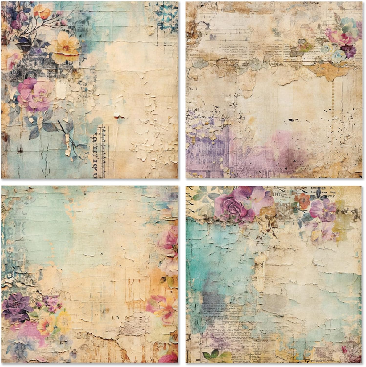 Vintage Floral Scrapbook Paper Pad - Flower Patterned Cardstock Paper Pads,6X6 Single-Sided Junk Journal Scrapbooking Paper for Card Making Cottagecore Picture Art Collage - Blue image number 4