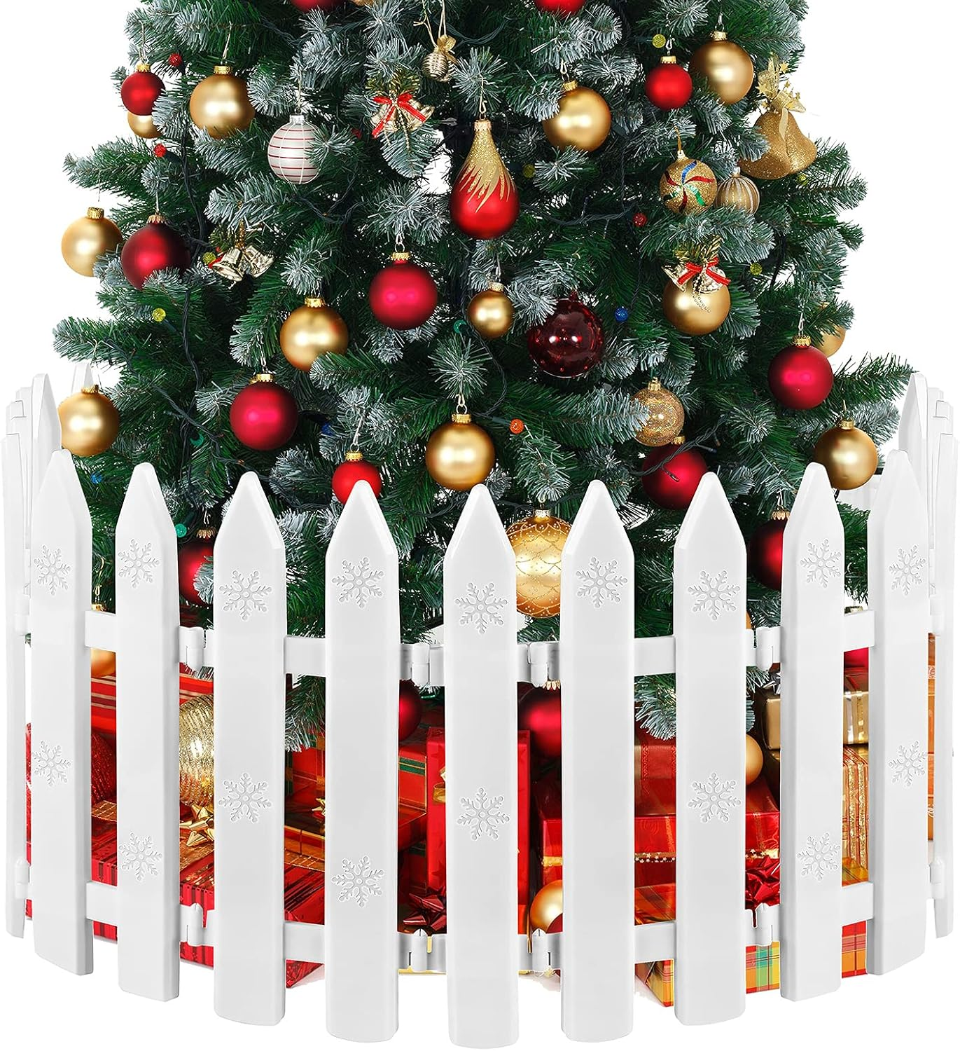 MCEAST 16 Pieces White Plastic Traditional Christmas Tree Fences, 4.6 X 12 Inches, Ideal for Home, Wedding, Fairy Garden, Party image number 4