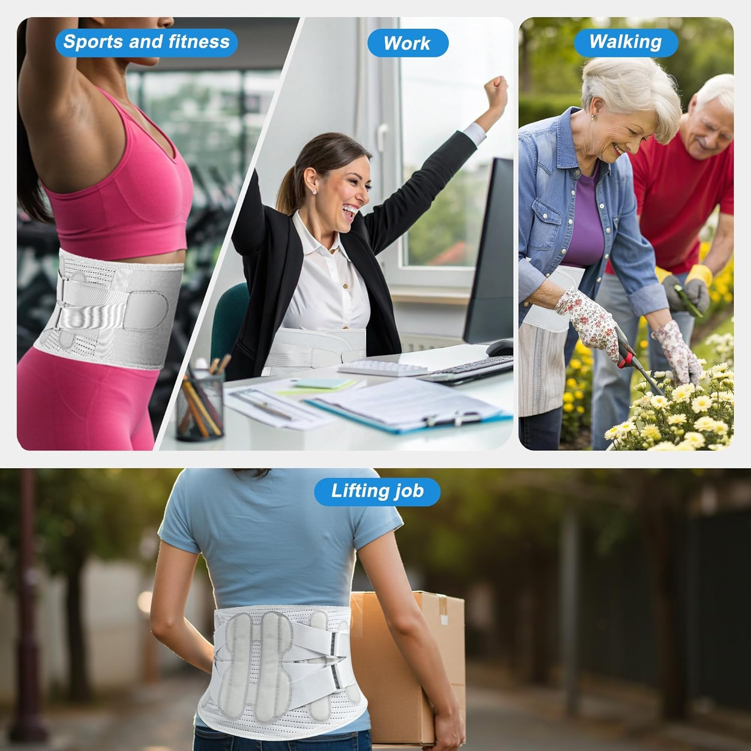 Back Brace for Lower Back Pain Relief for Man/Women Adjustable Lumbar Support Belt Breathable Mesh for Herniated Disc,Sciatica,Scoliosis with Removable 3D Pad Home Work Sports (L) image number 4