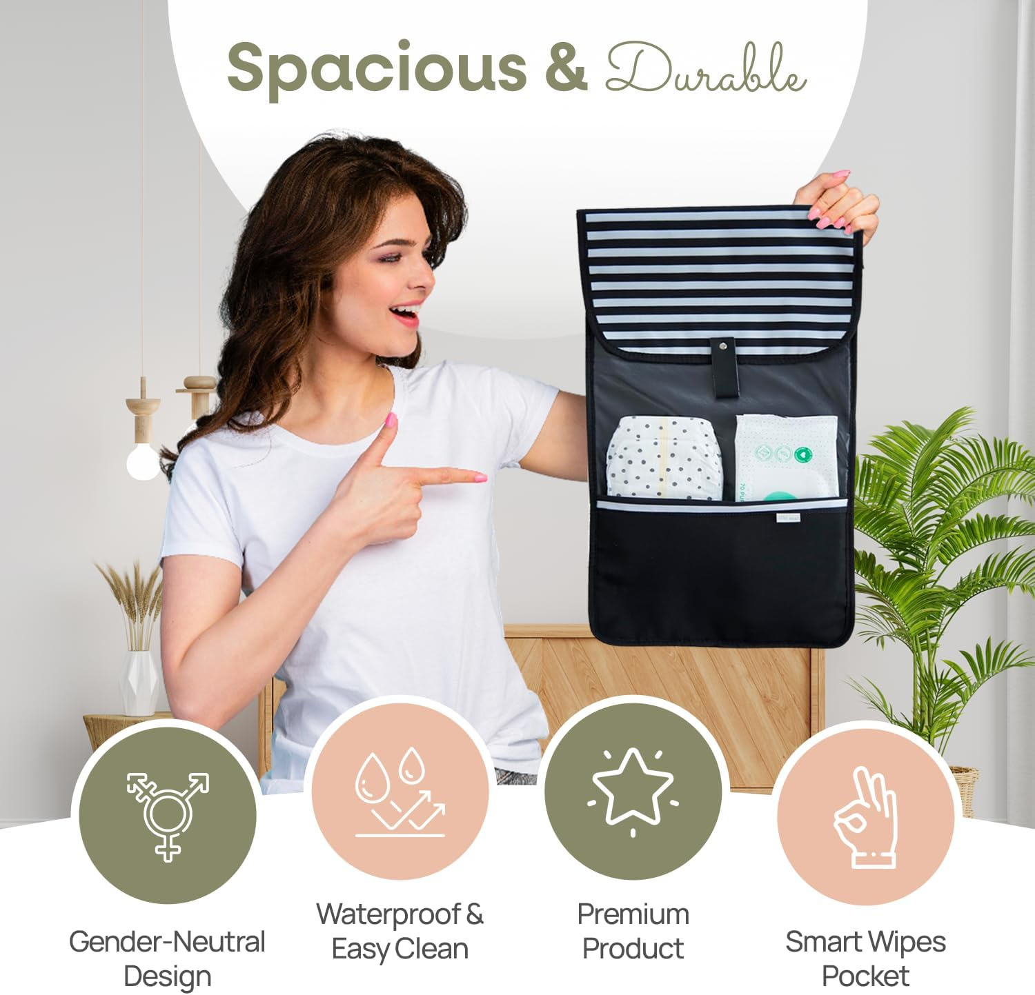 Portable Nappy Changing Mat - Change Pad for Newborn Girl & Boy &ndash; 90Cm X 32Cm (Unfolded) W/Pocket &ndash; Waterproof Travel Changing Kit and Clutch - Baby Gift by Zoe Sage image number 6