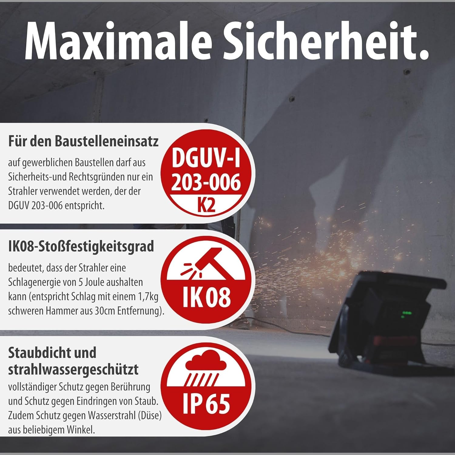 Brennenstuhl Professional Multi Battery LED Battery Construction Spotlight 4000 MA (40 W, 4500 Lm, IP65, Work Light Compatible with 18 V Batteries 11 Different Manufacturers, without Battery, image number 3