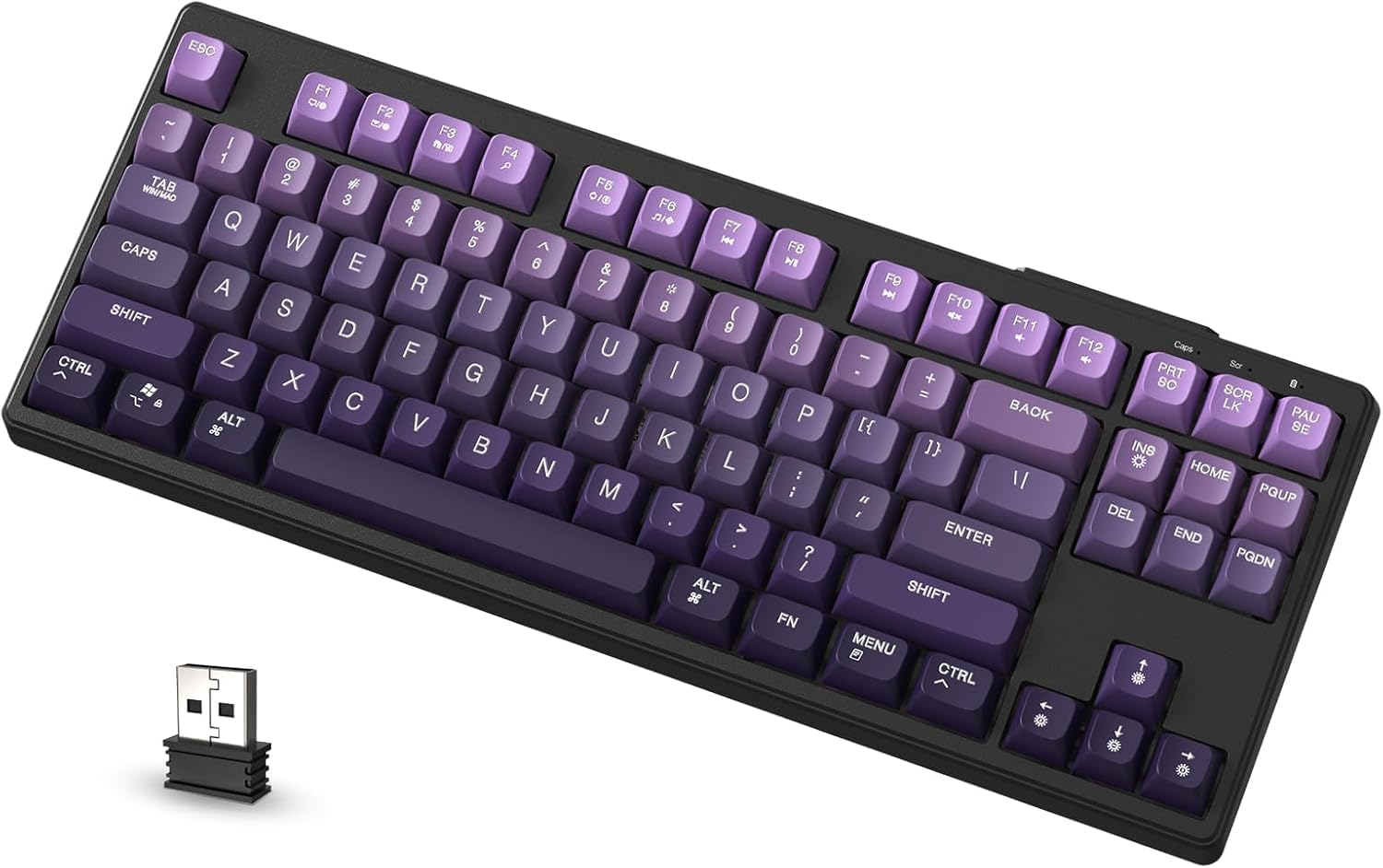 ATTACK SHARK M87 80% Wireless Gaming Keyboard,87 Keys Rainbow Lights TKL Mechanical Feeling SA PBT Keyboard for Mac/Win, Bluetooth 5.0/2.4Ghz Dual Mode Pc Keyboards for Office/Gaming Moonlight