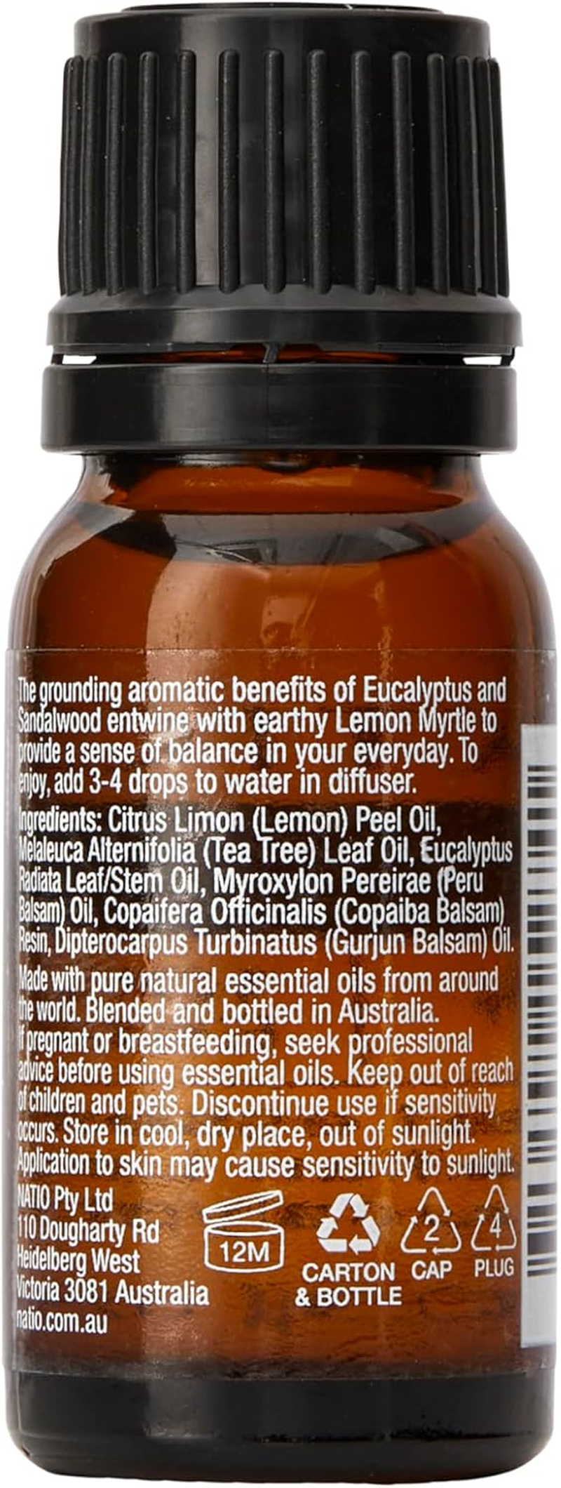 Natio Australia Australiana Pure Essential Oil Blend - Ranges 10Ml - 100% Pure & Natural Essential Oil Blend - Eucalyptus, Lemon, Tea Tree, Peru Balsam, Copaiba Balsam & Gurjun Balsam - Vegan Friendly & Made in Australia image number 4