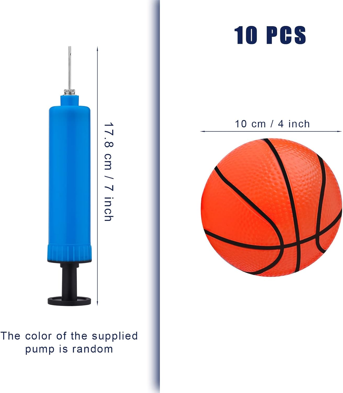 AIEX Pack of 10 10 Cm Mini Inflatable Basketball, Rubber Mini Basketballs Toy with Inflation Device, Inflatable Mini Sports Balls for Children Playing Training (Orange)