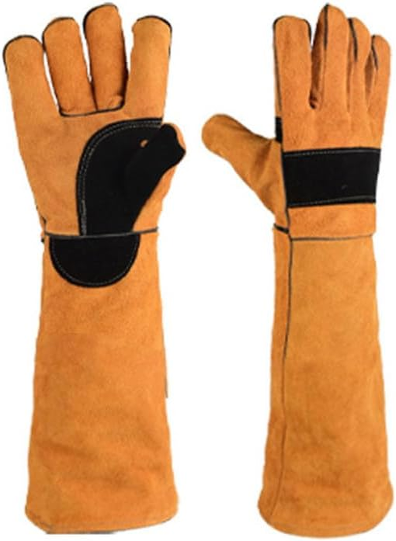 Ariv Hommey 45Cm Animal Handling Gloves Bite Proof Double Leather Reinforced Padding Dog,Cat Scratch,Bird Handling Falconry Gloves Grabbing Reptile Squirrel Snake Bite Extra Heat Protection