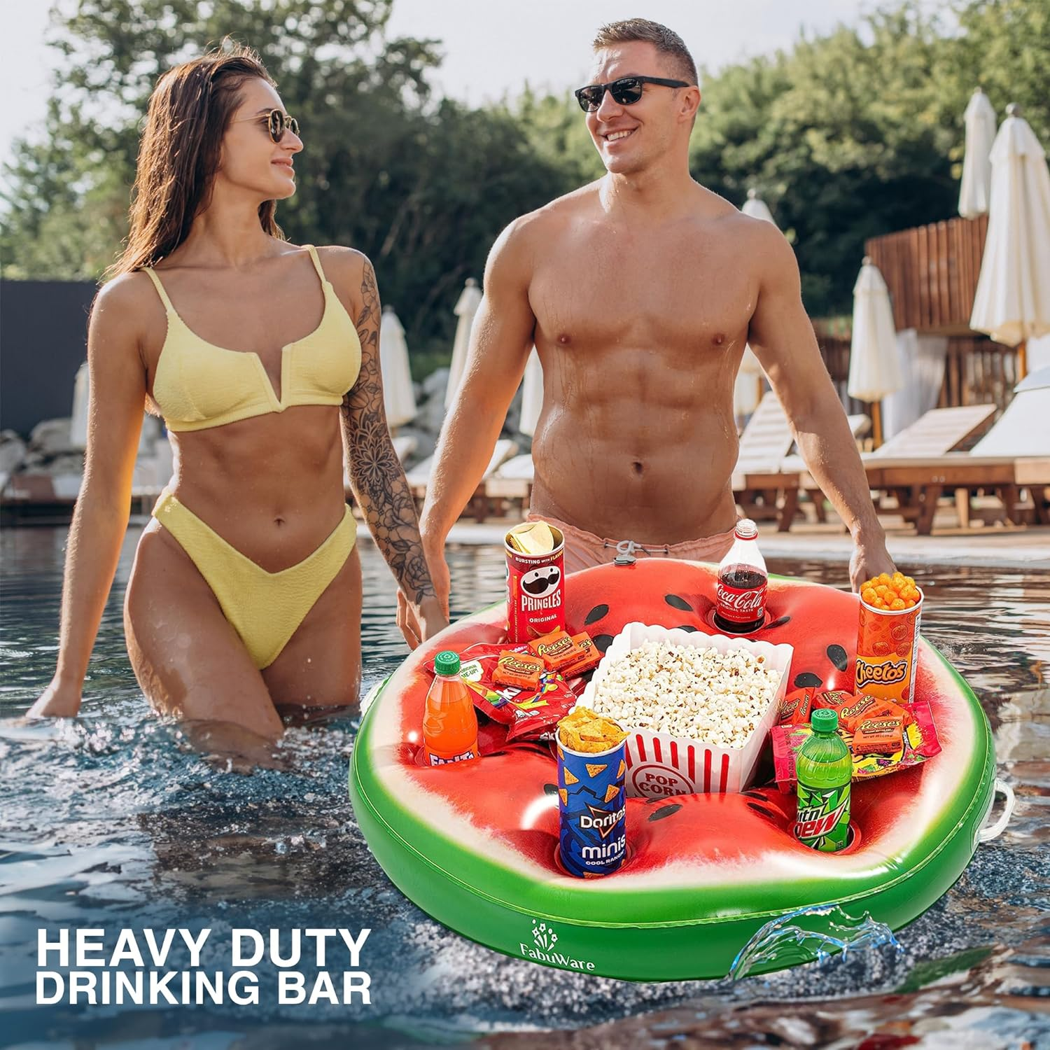 Watermelon Pool Drink Holder Floating Pool Trey for Adults and Family Fun, Floating Ice Chest for River Hot Tub, Pool Accessories, Durable Quality Pool Party Game Time (Watermelon) image number 6