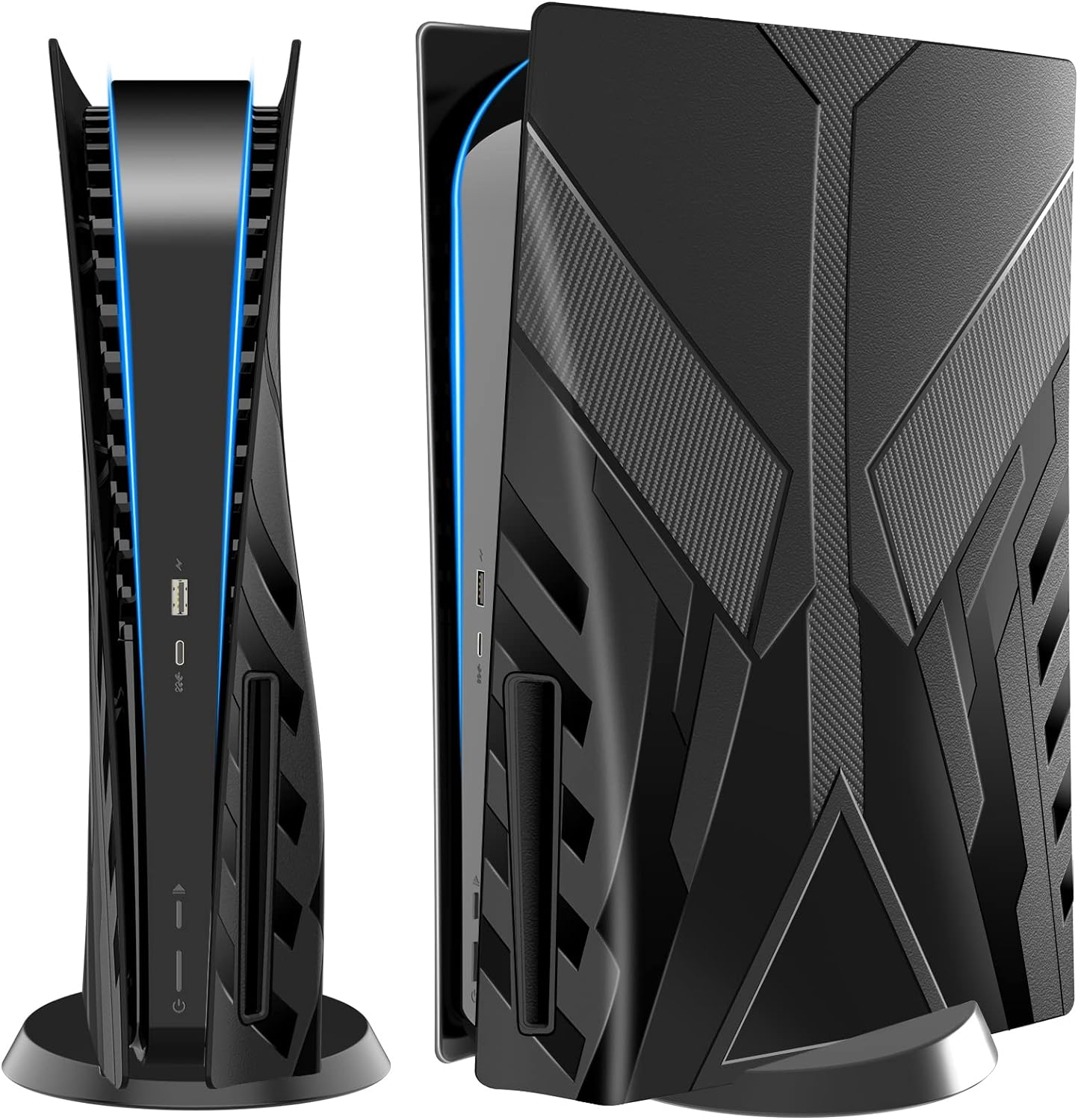 HEYSTOP PS5 Plates for PS5 Accessories, Hard Shockproof Cover PS5 Skins Shell Panels for PS5 Console, Anti-Scratch Dustproof Face Plates Replacement Accessories for Playstation 5 Disc Edition - Black