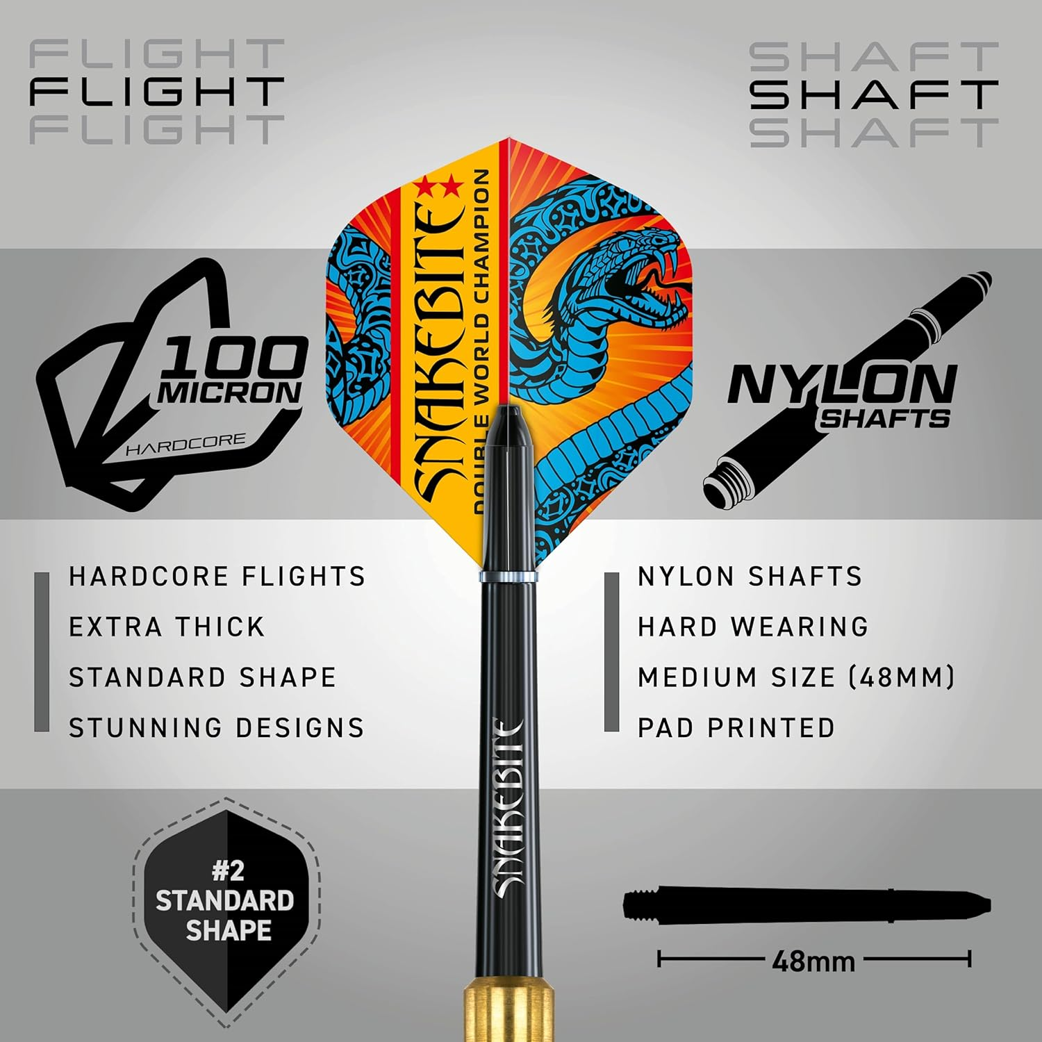 RED DRAGON Peter Wright Snakebite World Champion 2022 Darts Set - 21 Gram Brass Edition Including Flights and Stems image number 4