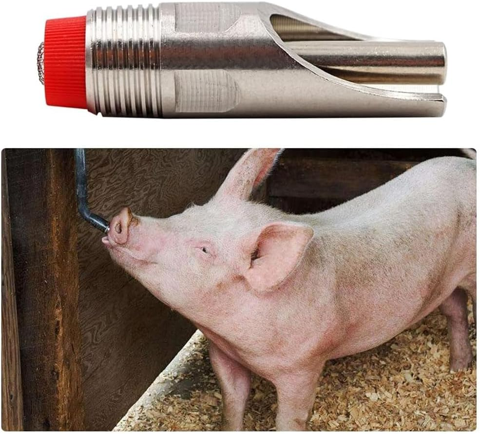 10PCS Automatic Pig Nipple Drinker,Water Nippler Stainless Steel 1/2 NPT Animal Drinker Tool,Duck Mouth Shape Pig Feeder Drinker with Filter for Sows
