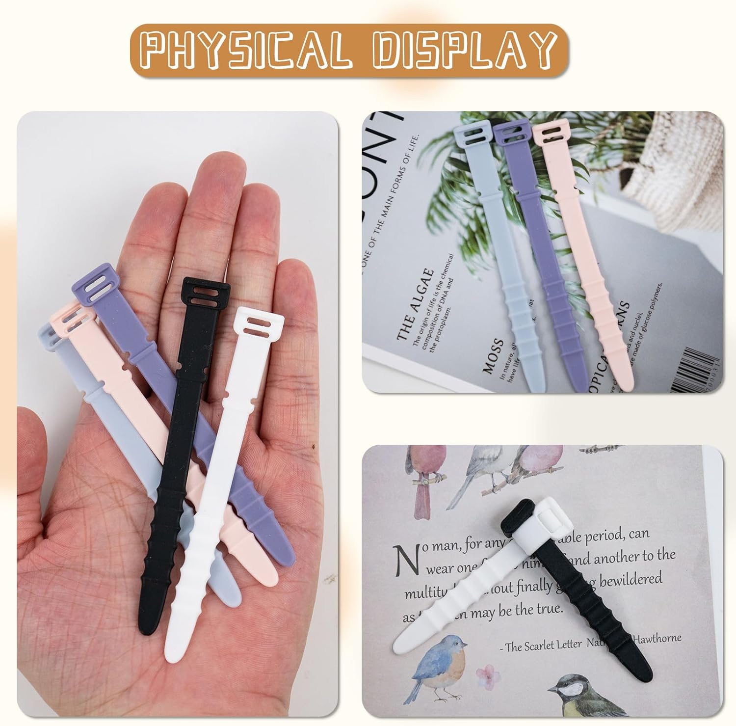 80 Pcs Silicone Zip Ties Colorful Cable Ties Reusable, Cable Organizer, Desk Organizers and Accessories for Bathroom Home Office Desk Area (Silicone) image number 4