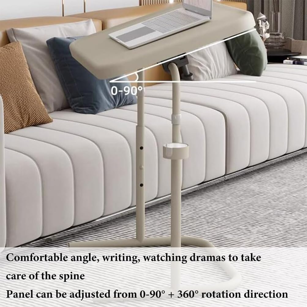 HPAMR Folding Liftable Computer Desk Mobile Standing Desk, Portable Adjustable Height Laptop Table with Cup Holder, Bedside Table, TV Tray Computer Workstation Sofa Bed Table for Home Office Desktop image number 3