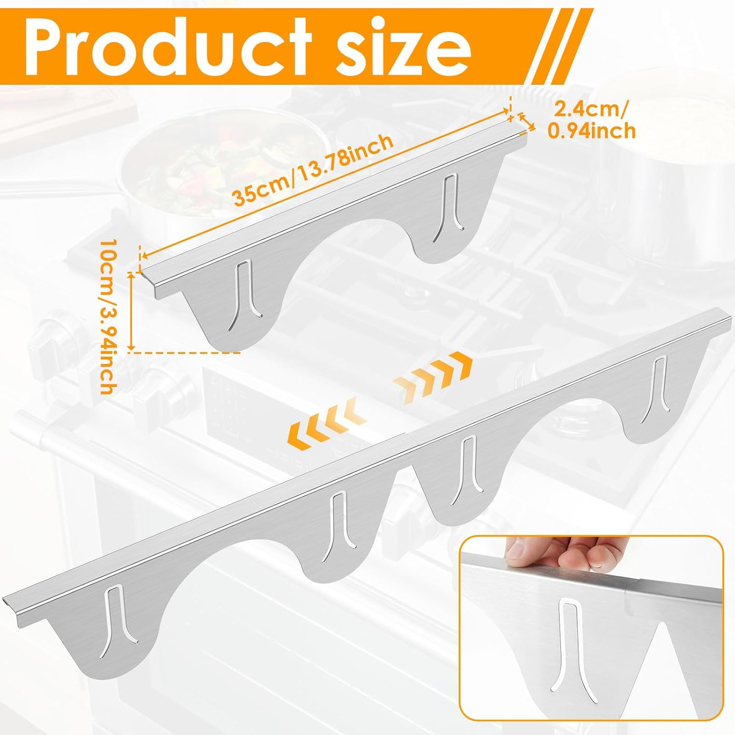 DJAPWPX 2 Pack Stove Gap Covers Kit, Versatile Solid Stove Gap Fillers Set, Easy to Install and Clean Stoves Oven Counter Guard for Kitchens Use image number 6