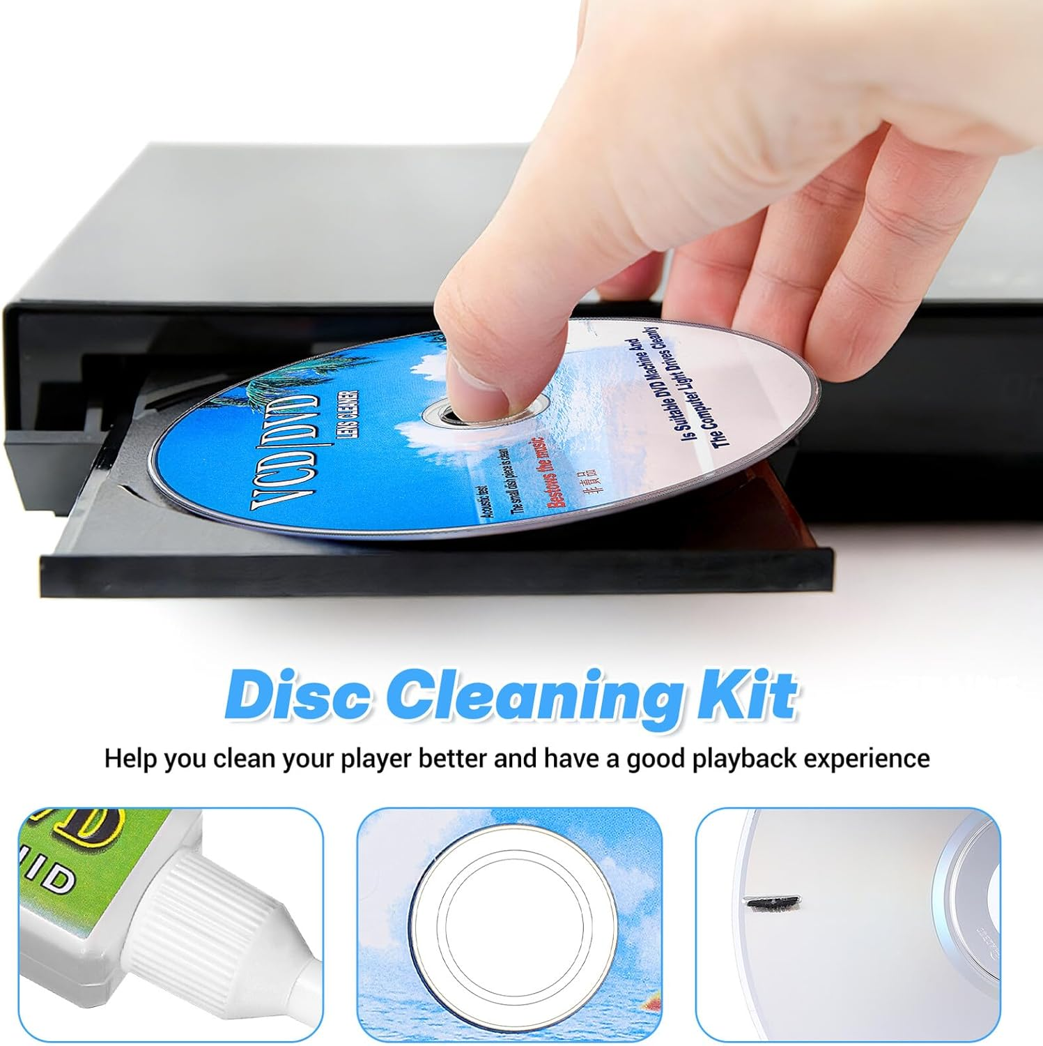 Zerodeko CD Dvd Care Set with Cleaning Brush and Cleaning Liquid, 2Pcs Disc Player Cleaner Kit for Dvd Vcd Lens Maintenance, Suitable for Home and Travel Use image number 4