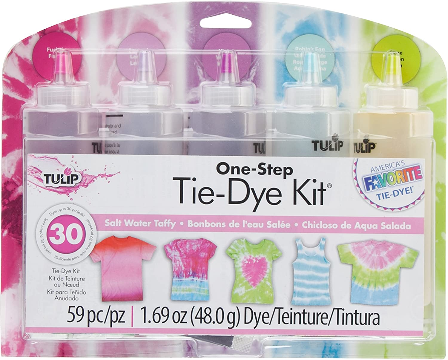 Tulip 31674 ONE Step TIE-DYE KIT 5 Colour Rainbow Tie Dye Kit, Rainbow, 1.62Oz, 59 Pieces