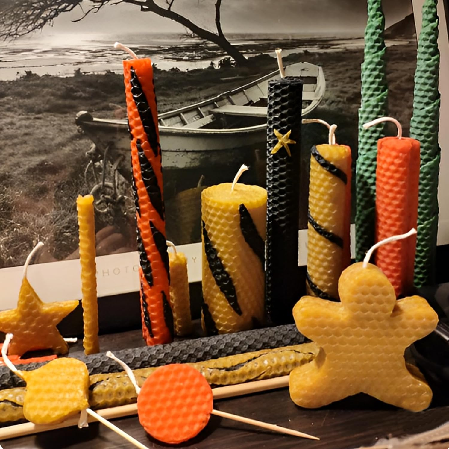 GBACHOOSE 24PCS Beeswax Candle Making Kit 8X8 Inch Beeswax Sheets for Candle Making, 12 Colorful Beeswax Sheets Create Your Own Unique Candles image number 5