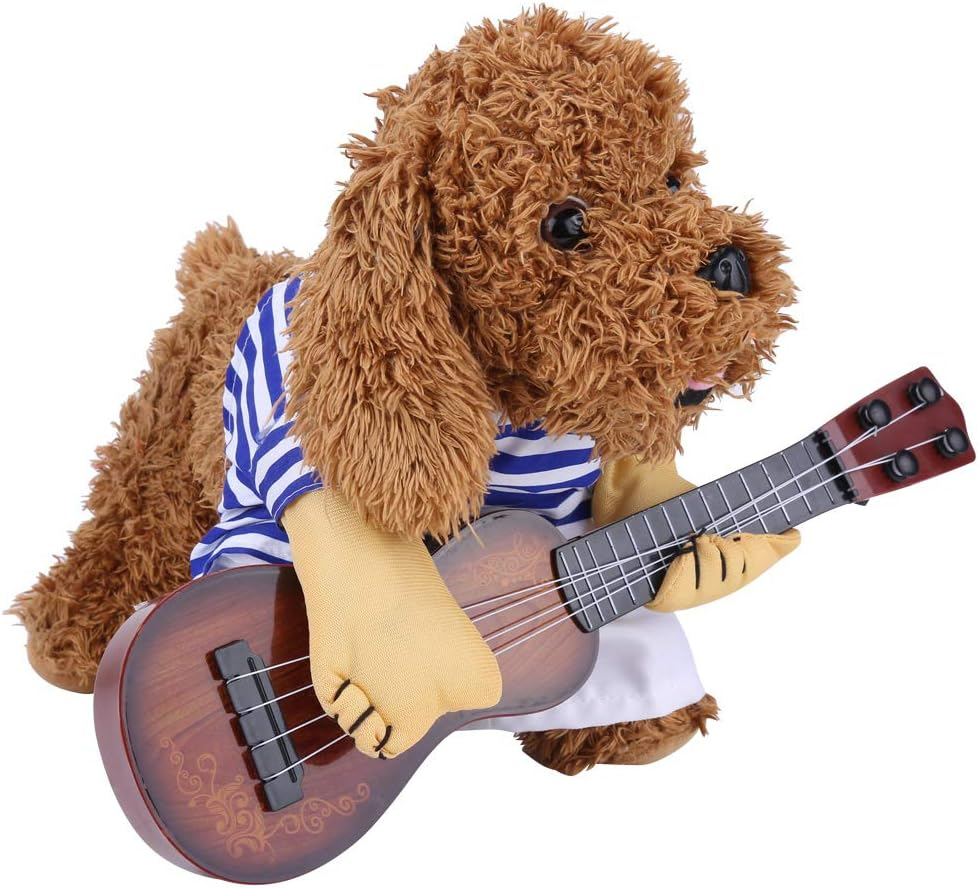 EVTSCAN Pet Guitar Costume, Funny Pets Dog Cat Clothes Guitar Player Dress, Puppy Halloween Christmas Party Costume(M-服装) image number 2