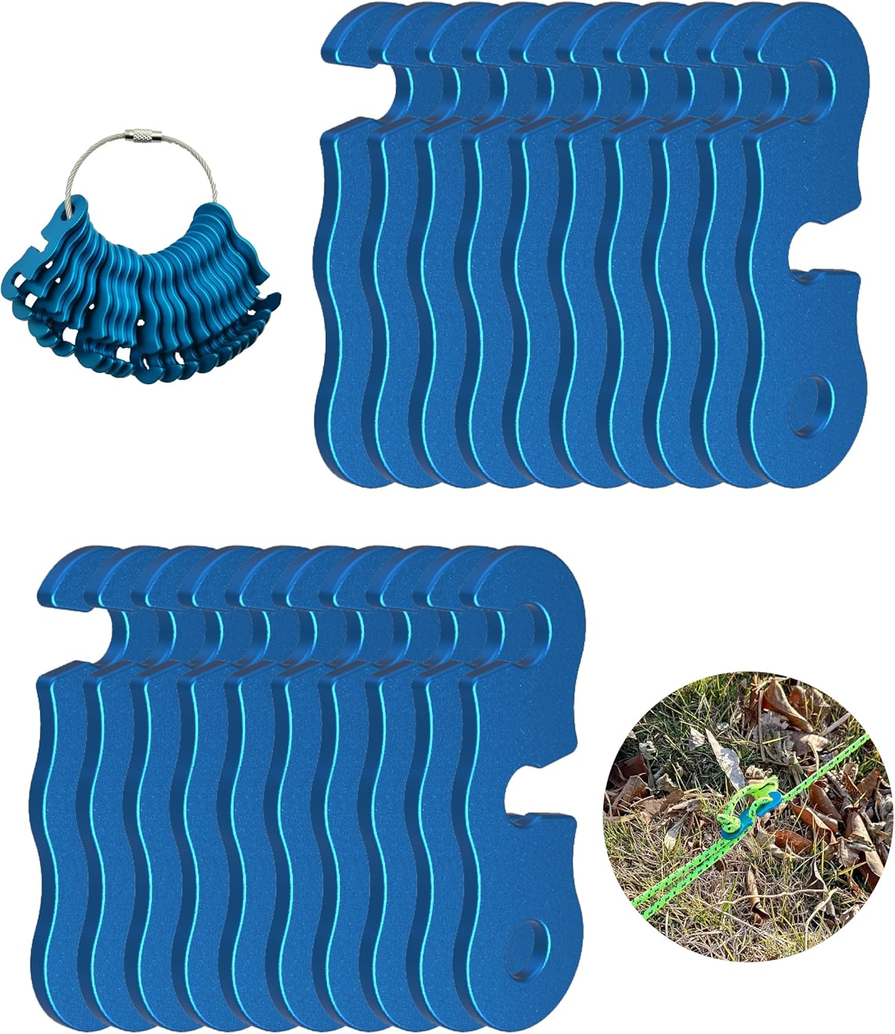 Rope Tensioner (10 Pack) Aluminum Alloy Camping Tent Guyline Cord Adjuster Camping of Gear for Camping, Hiking, Backpacking Ultralight Tent Stakes Guy Lines (Sliver 10 Pack)