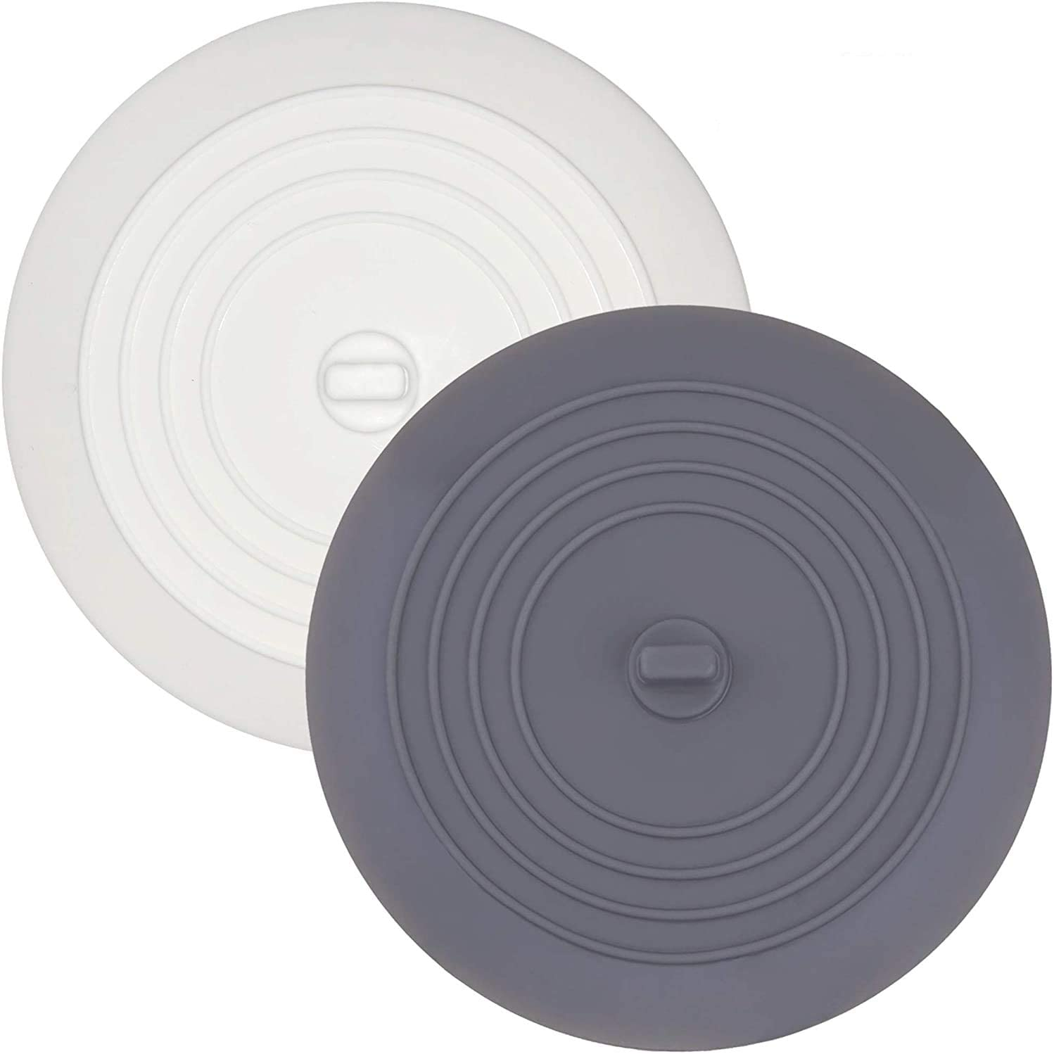 Silicone Tub Stopper 2 Pack, Luxerlife Premium Bathtub Drain Stopper, One of the Best Sealing Sink Stopper, Upgraded Drain Plug for Kitchens, Bathrooms and Laundries (6 Inches) (White&Grey) image number 5
