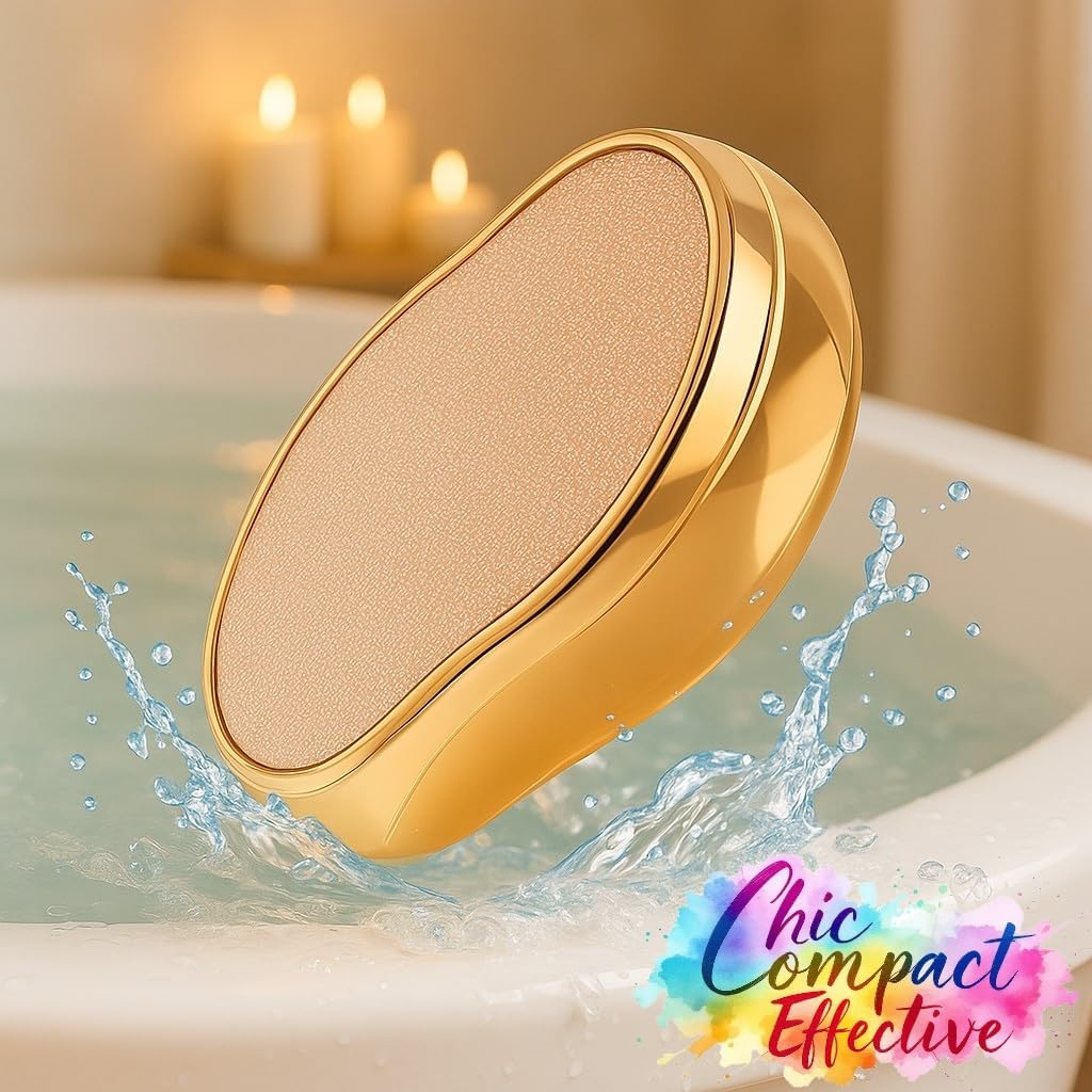 HINA Lux Nano Glass Foot File & Callus Remover &ndash; Portable Pedicure Tool for Cracked Heels, Smooth Feet & Hair Removal &ndash; Wet & Dry Use, Ergonomic, Travel-Friendly &ndash; Champagne Gold image number 3