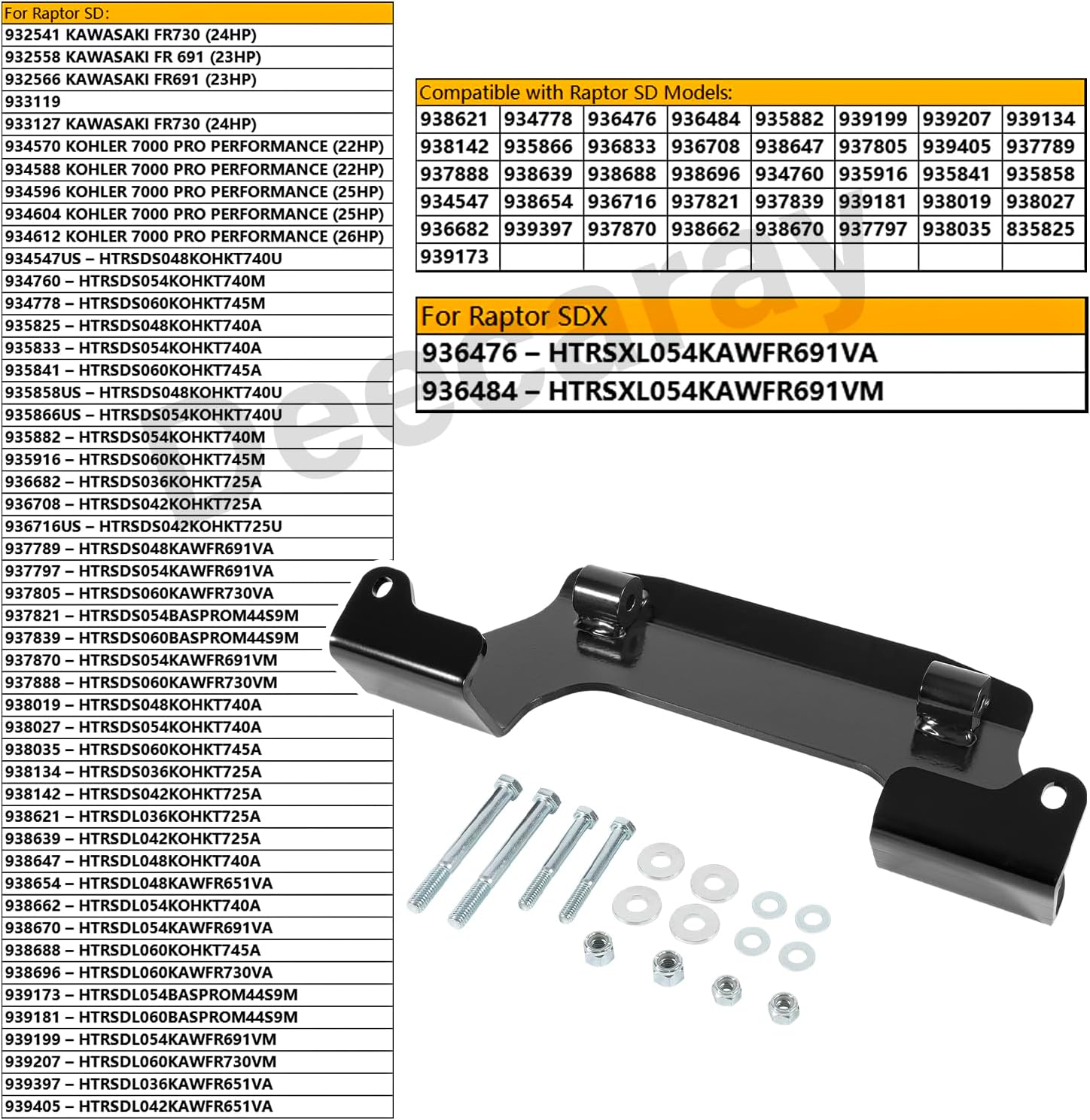 123292 Transaxle Crossbrace Brace New Upgraded Version Kit, Compatible with Hustler Raptor SD and Raptor SDX Riding Mowers image number 4