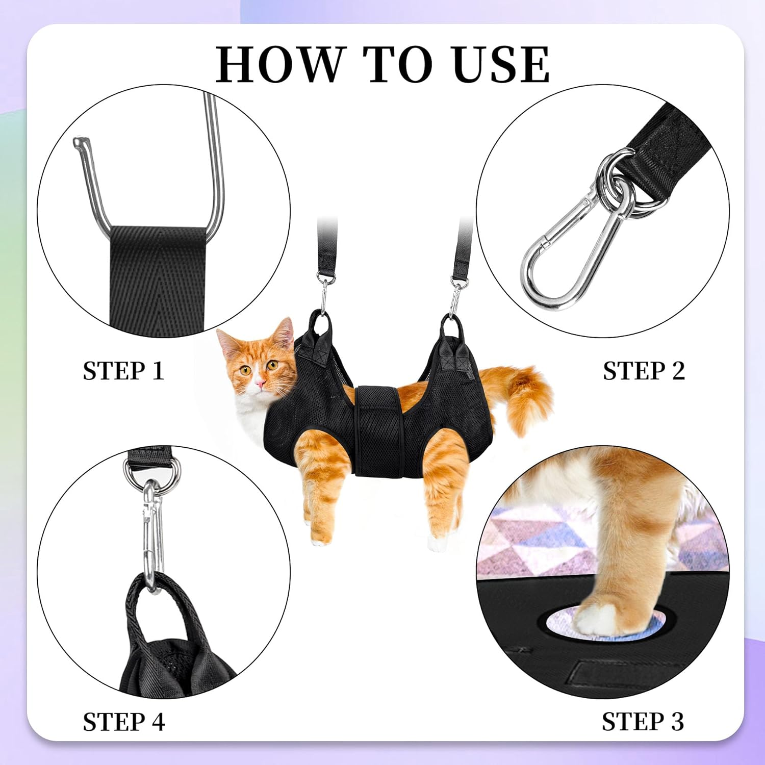 Patiencet Cat Grooming Hammock Pet Hammock Cat Nail Clipper Hammock for Nail Trimming Dog Sling for Nail Clipping Dog Hanging Harness (Black XS) image number 3