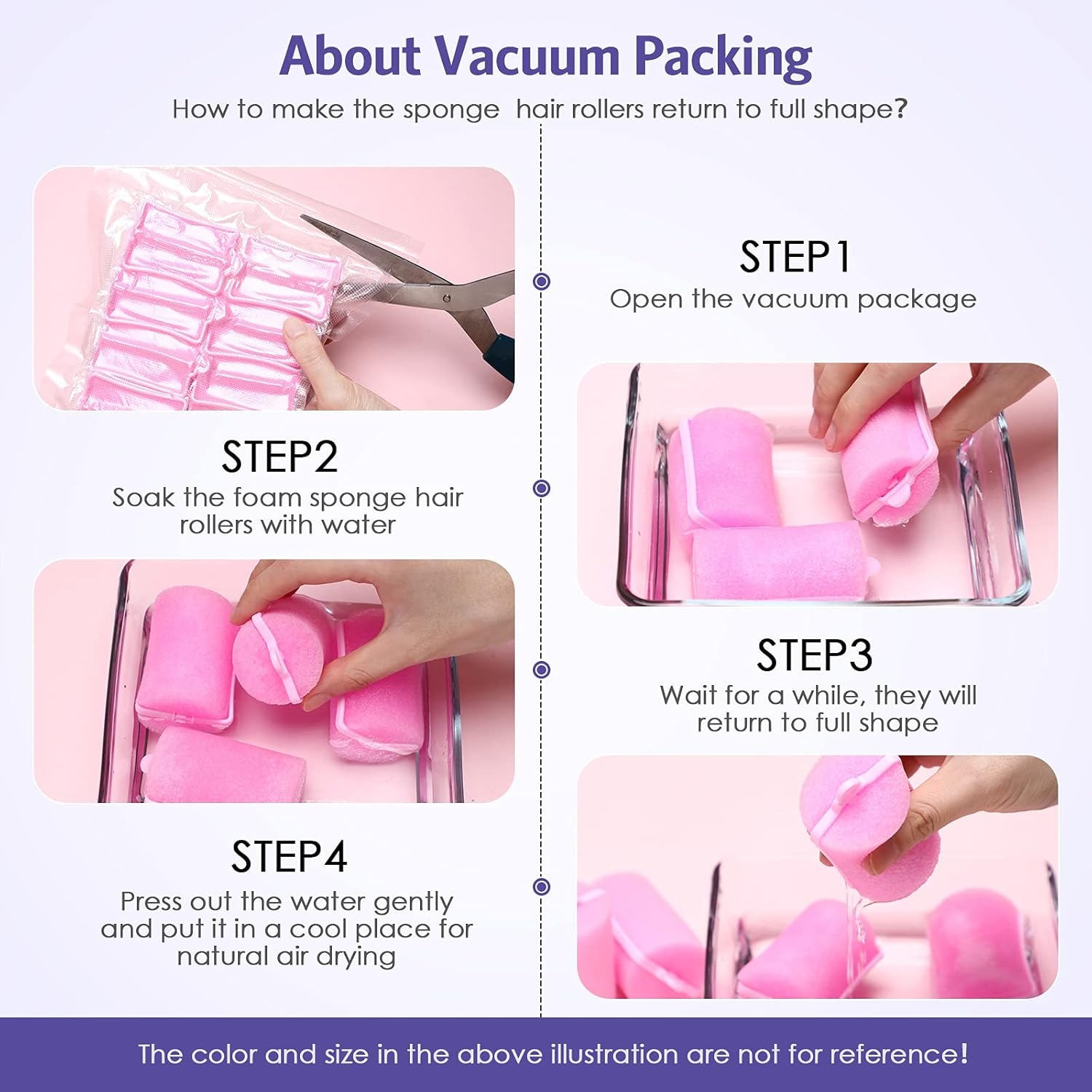 Syhood 12 Pcs Jumbo Foam Sponge Hair Rollers 1.89 Inch Soft Sleeping Curlers Flexible Large Foam Rollers and Rat Tail Comb for Hair Styling(Purple) image number 3