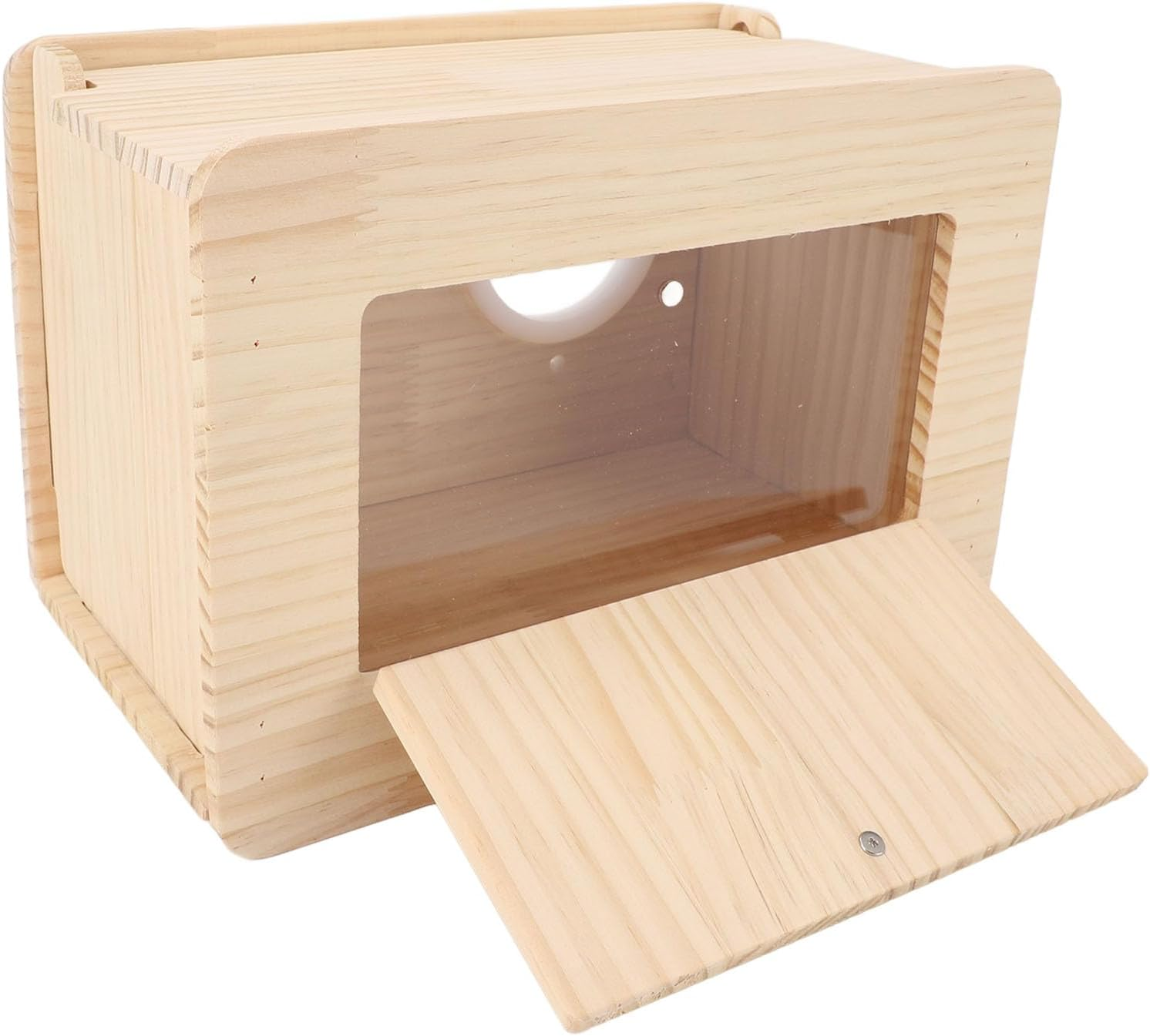 Oak Wood Parrot Nesting Box, Wooden Bird Mating House with Clear Viewing Window, Parakeet Nesting Bird Breeding Cage for Cockatiel Cockatoo Budgie Lovebirds image number 4
