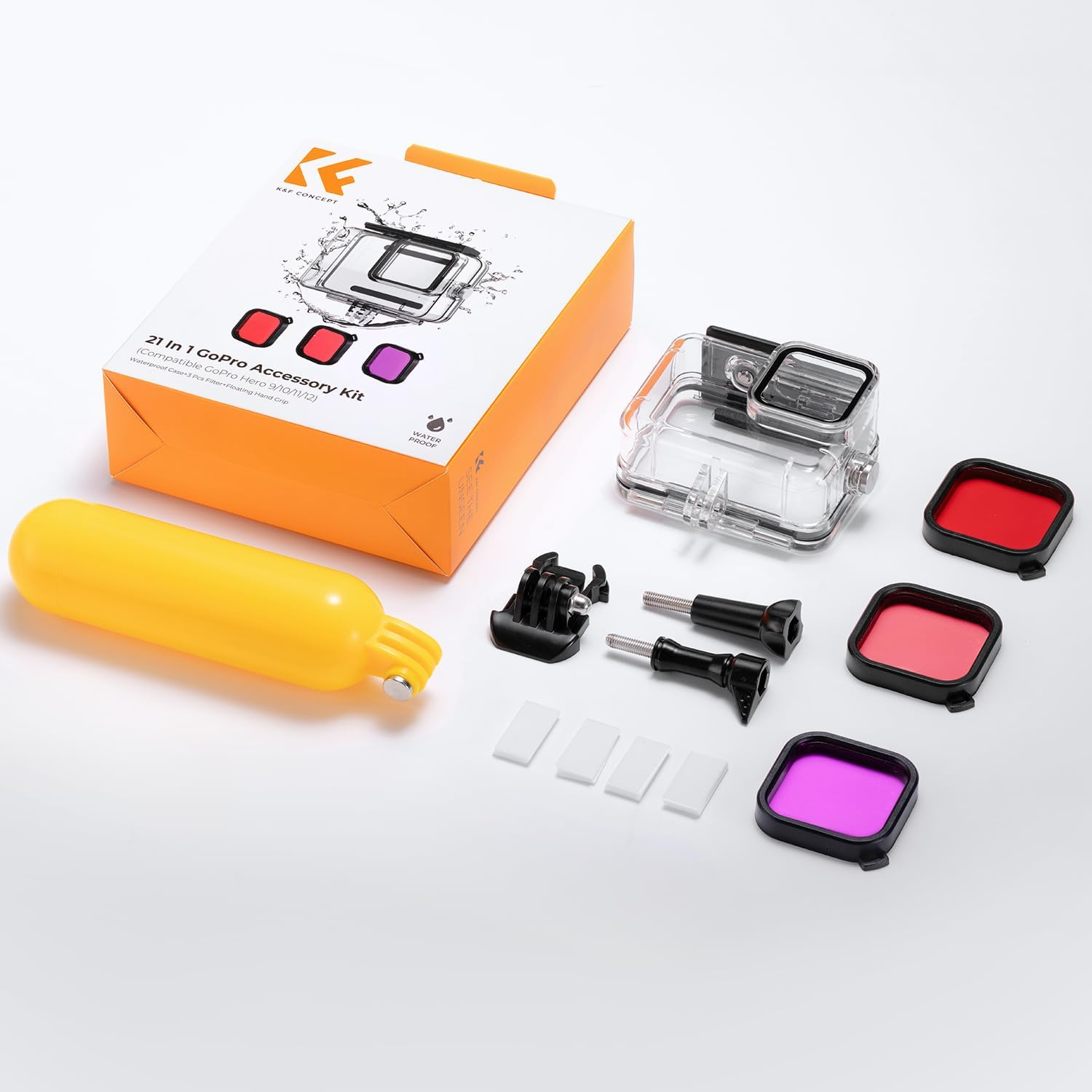 K&F Concept Waterproof Case with Dive Filters Compatible with Gopro Hero 12/11/10/9 Black, Protective Underwater Dive Housing Case Accessories Kit Bundle