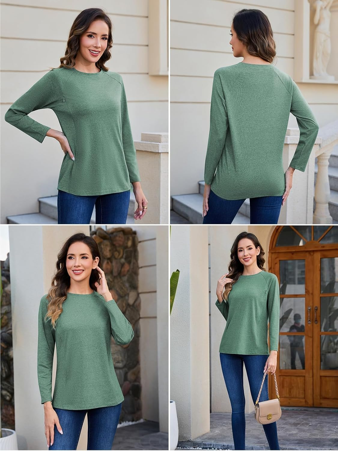 Ecavus 3-Pack Breastfeeding Shirts with Hidden Zippers Comfort and Soft Nursing Shirts for Women image number 2