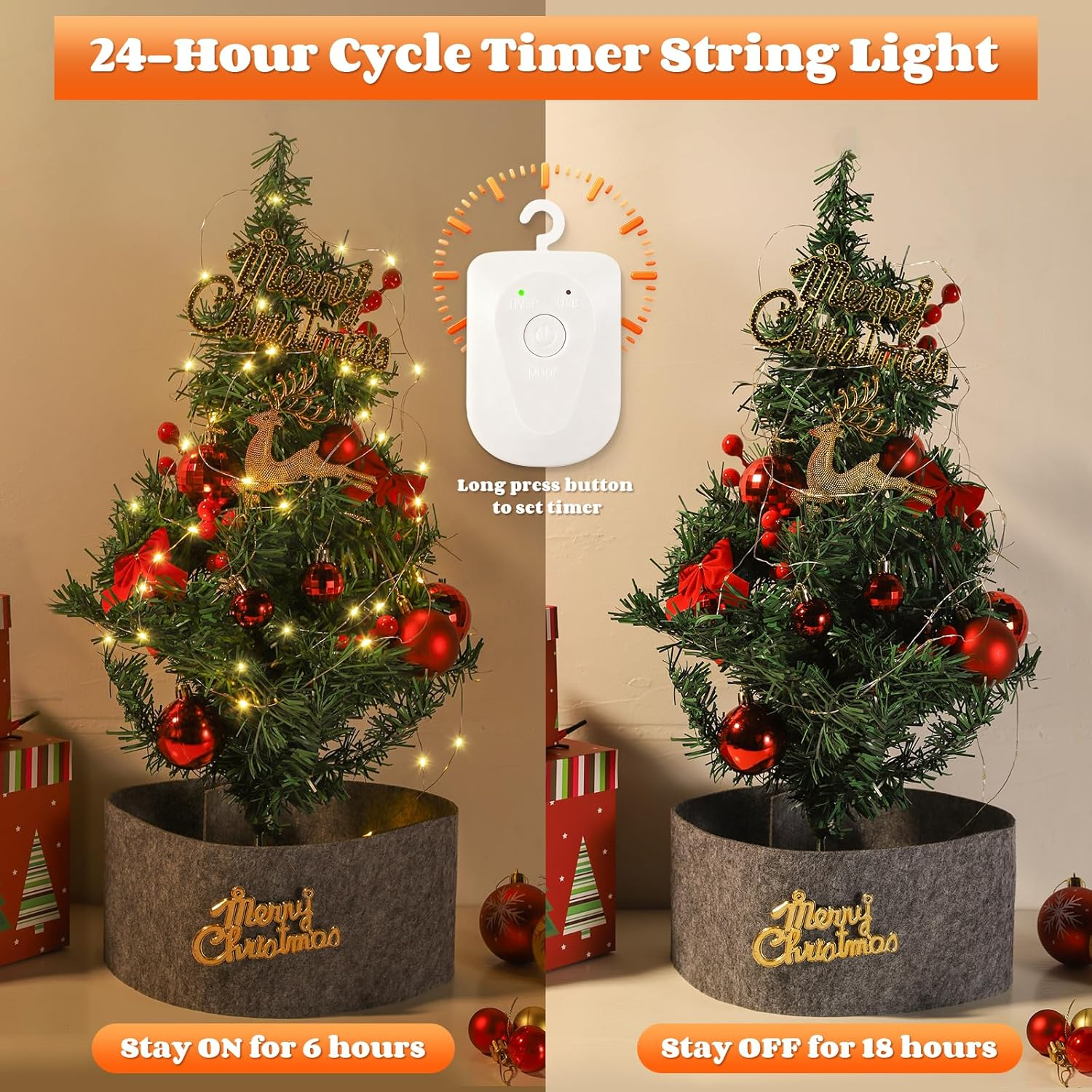 Yizhet Pack of 6 Rechargeable Fairy Lights with Removable Battery Box, Timer 3M 30 LED, IP65 Waterproof for Indoor/Outdoor, Christmas, Garden, Wedding (Warm White) image number 3