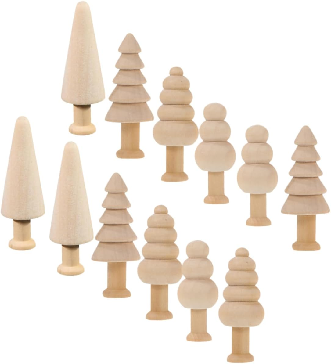 Gogogmee Unpainted Christmas Tree Decor 12Pc Wooden Craft Kit for DIY Decor Home Office image number 6