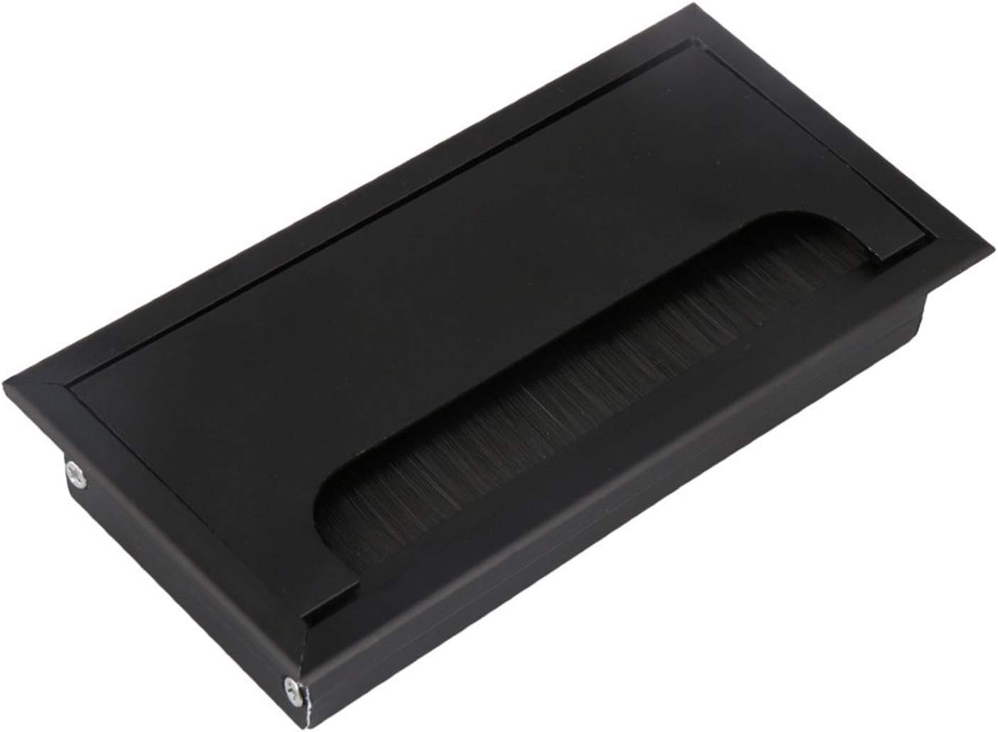 XMHF Aluminum Alloy Rectangle Wire Cable Grommet Hole Cover Cable Organizer for Office Desk Computer Desk Table 11 X 3.15 Inch (280 X 80Mm;Silver Tone)