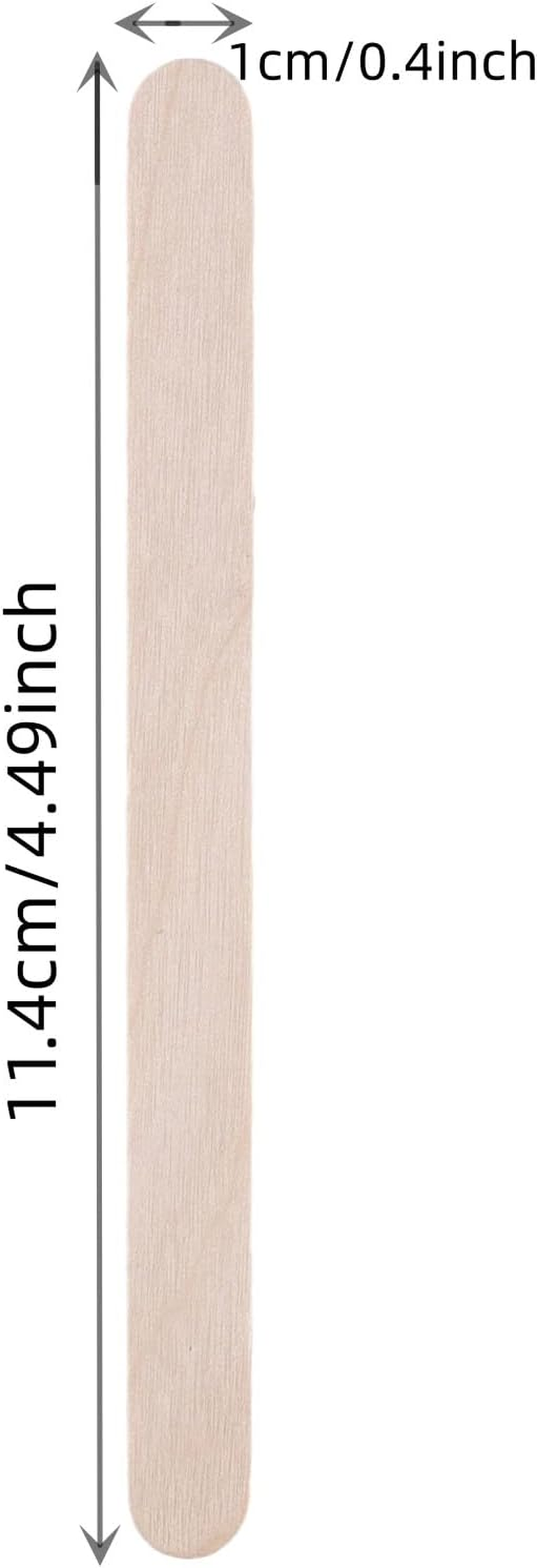 100Pcs 4.5 Inch Wooden Craft Sticks, Hair Removal Wax Sticks for Eyebrow and Body, Wax Wiping Tools Wood Makeup Spatula,Natural Wood Popsicle Ice Cream Sticks,Art Projects DIY Wood Crafts