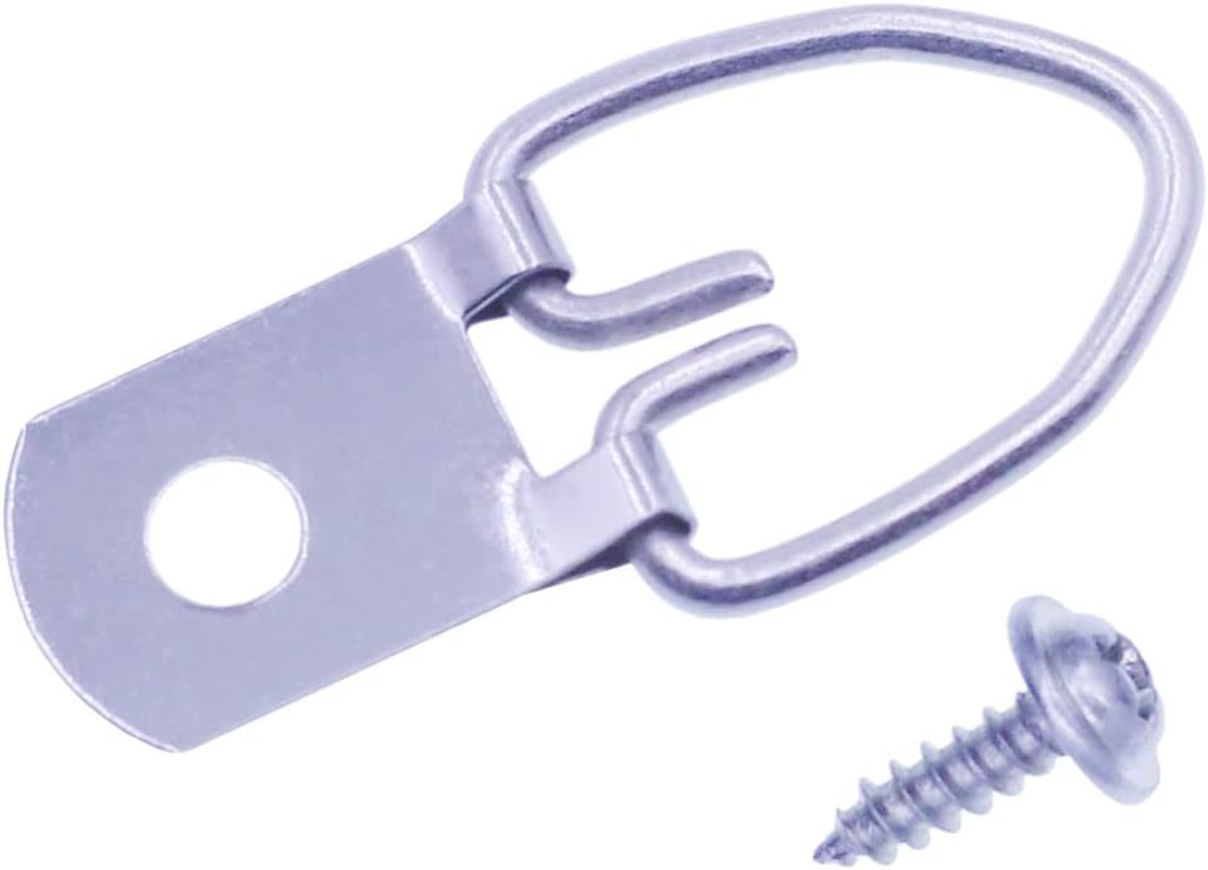 D-Ring Picture Hangers with Screws 100 Pcs, Single Hole Picture Hanging Hardware, Picture Hooks for Mirror, Clock, Decoration, Paintings, Artwork Picture Frame image number 4