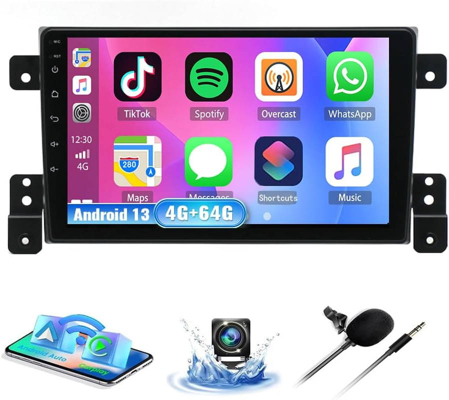 Android13 Carplay Radio GPS Navi Car Stereo W/Cam Compatible for Suzuki Grand Vitara 2005-2015 image number 3